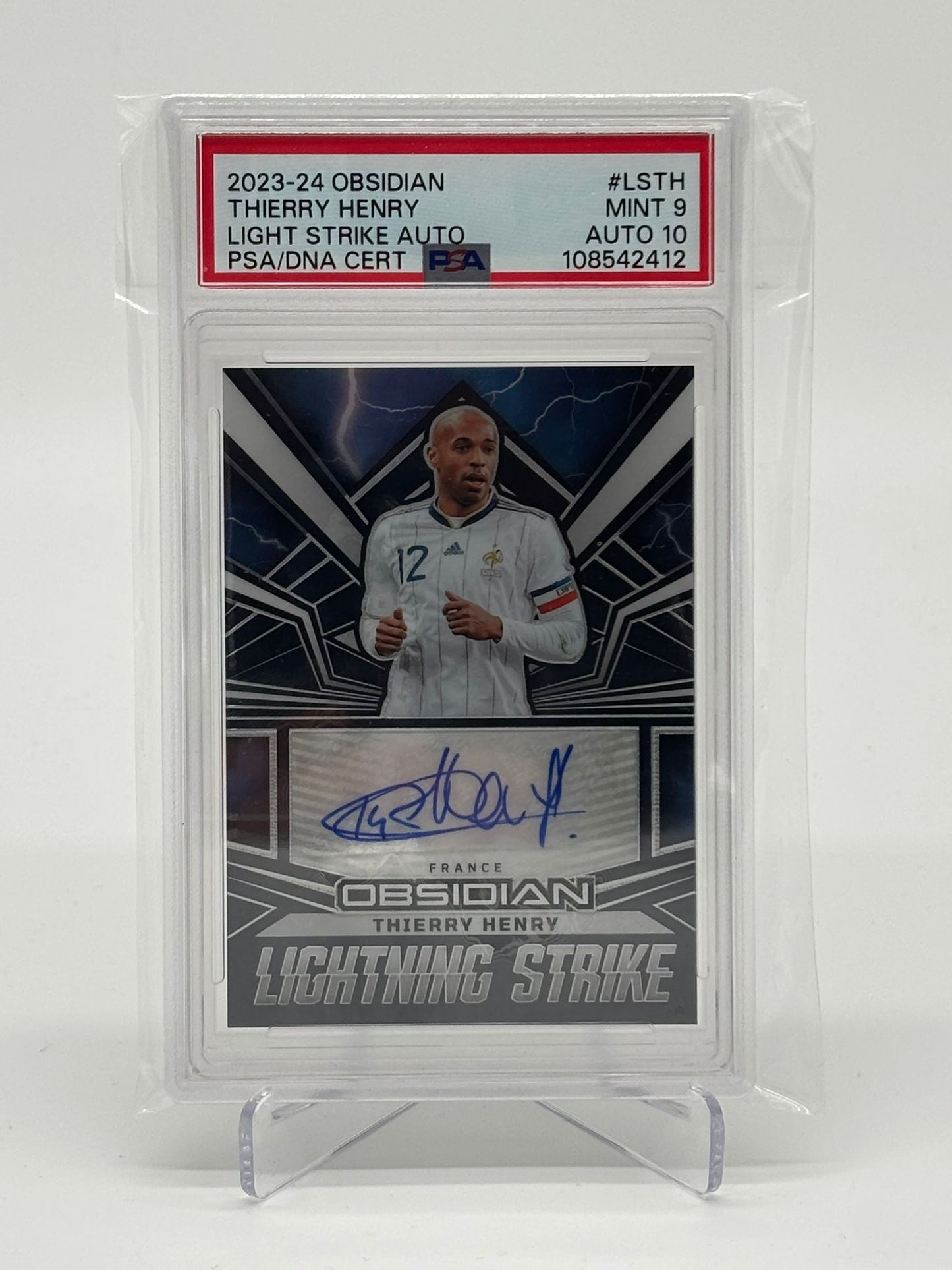 2023-24 Painini Obsidian Thierry Henry Lightning Strike Auto /30 PSA 9 AUTO 10