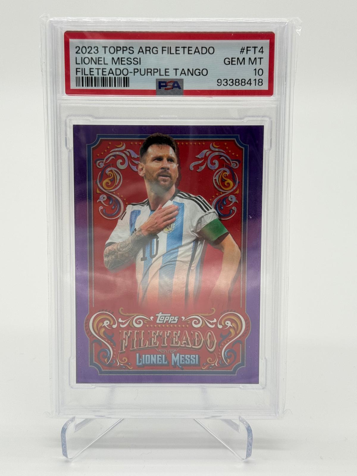 2023 Topps Argentina Fileteado Lionel Messi Purple Tango 05/15 PSA 10