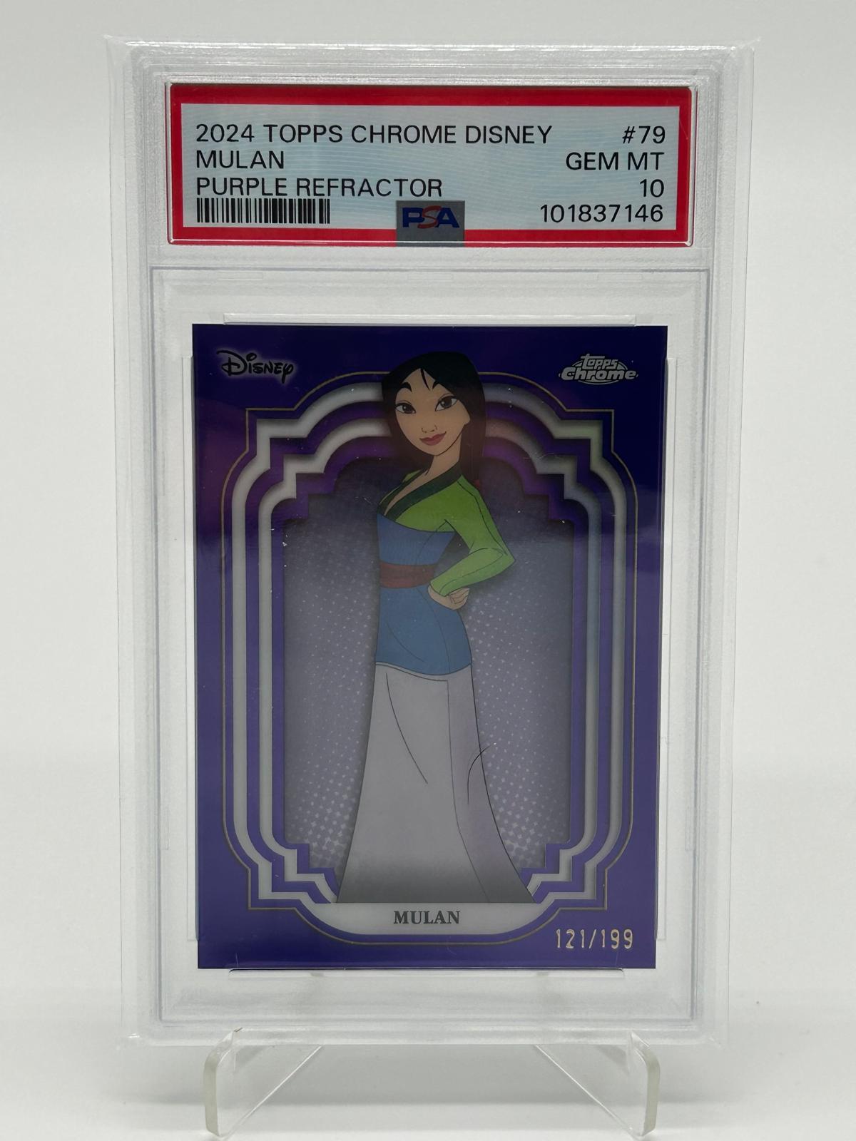 2024 Topps Chrome Disney Mulan Purple Refractor /199 PSA 10