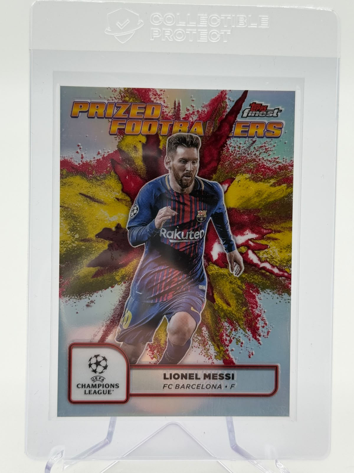 2025 Topps Finest UCC Lionel Messi Prized Footballers Red/Yellow