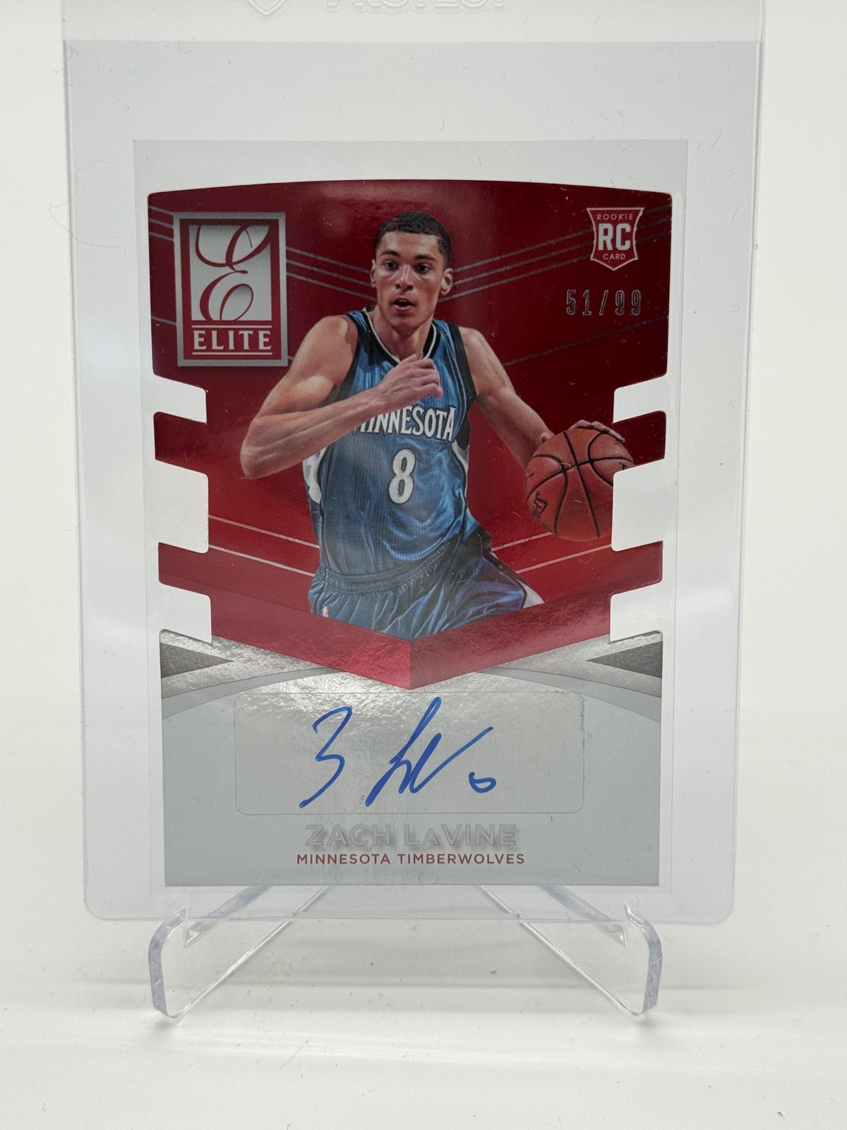 2014-15 Donruss Zach LaVine Elite Status Red Die-Cut Rookie Auto RC 51/99