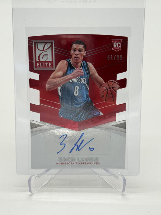 2014-15 Donruss Zach LaVine Elite Status Red Die-Cut Rookie Auto RC 51/99