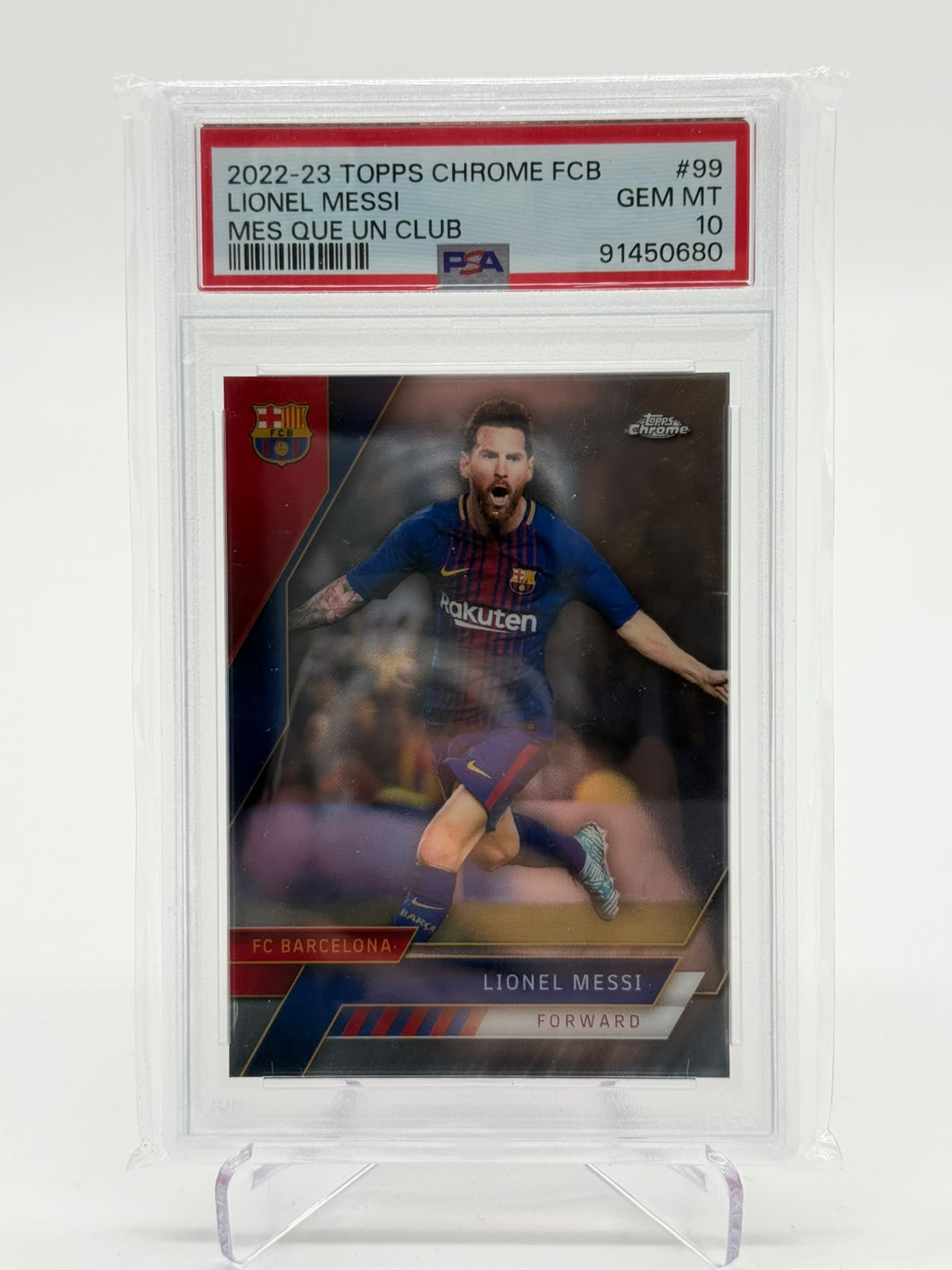 2022-23 Topps Chrome FCB Lionel Messi PSA10