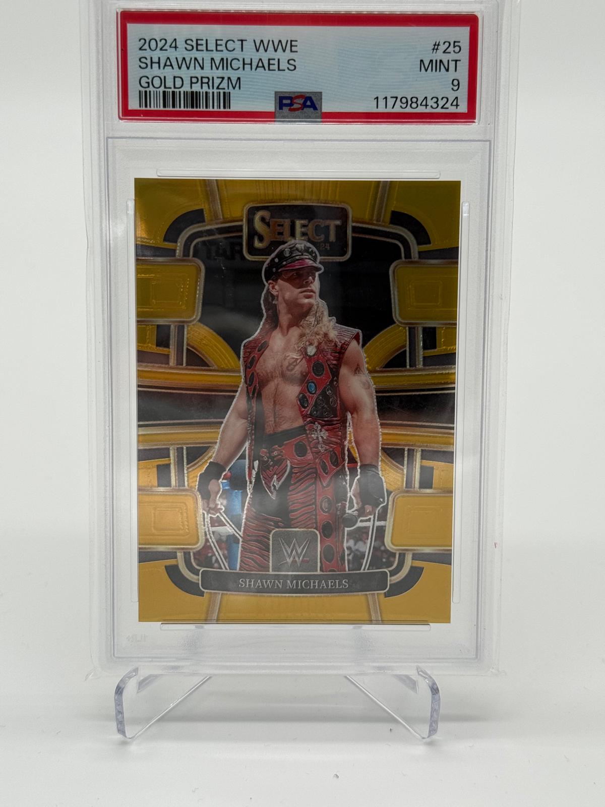2024 Panini Select WWE Shawn Michaels Gold Prizm 02/10 PSA 9