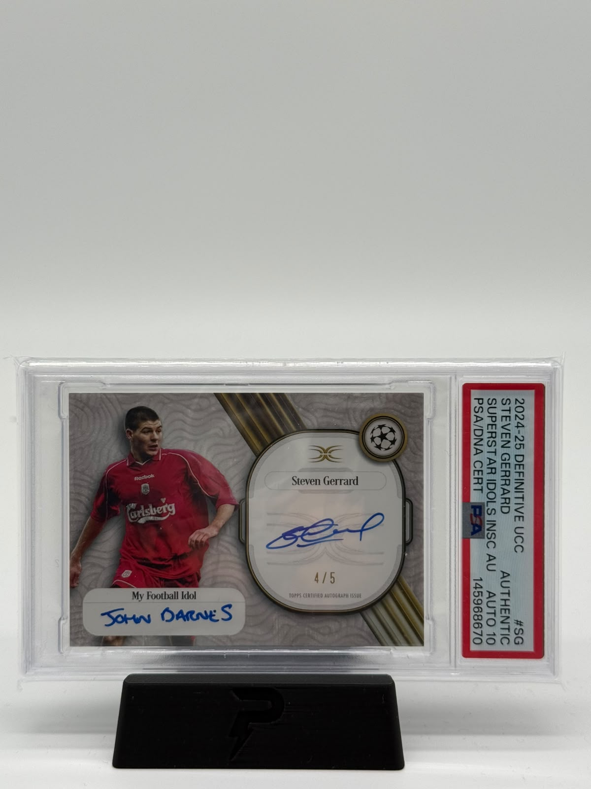 2024-25 Topps Definitive UCC Steven Gerrard Auto 4/5 PSA 10