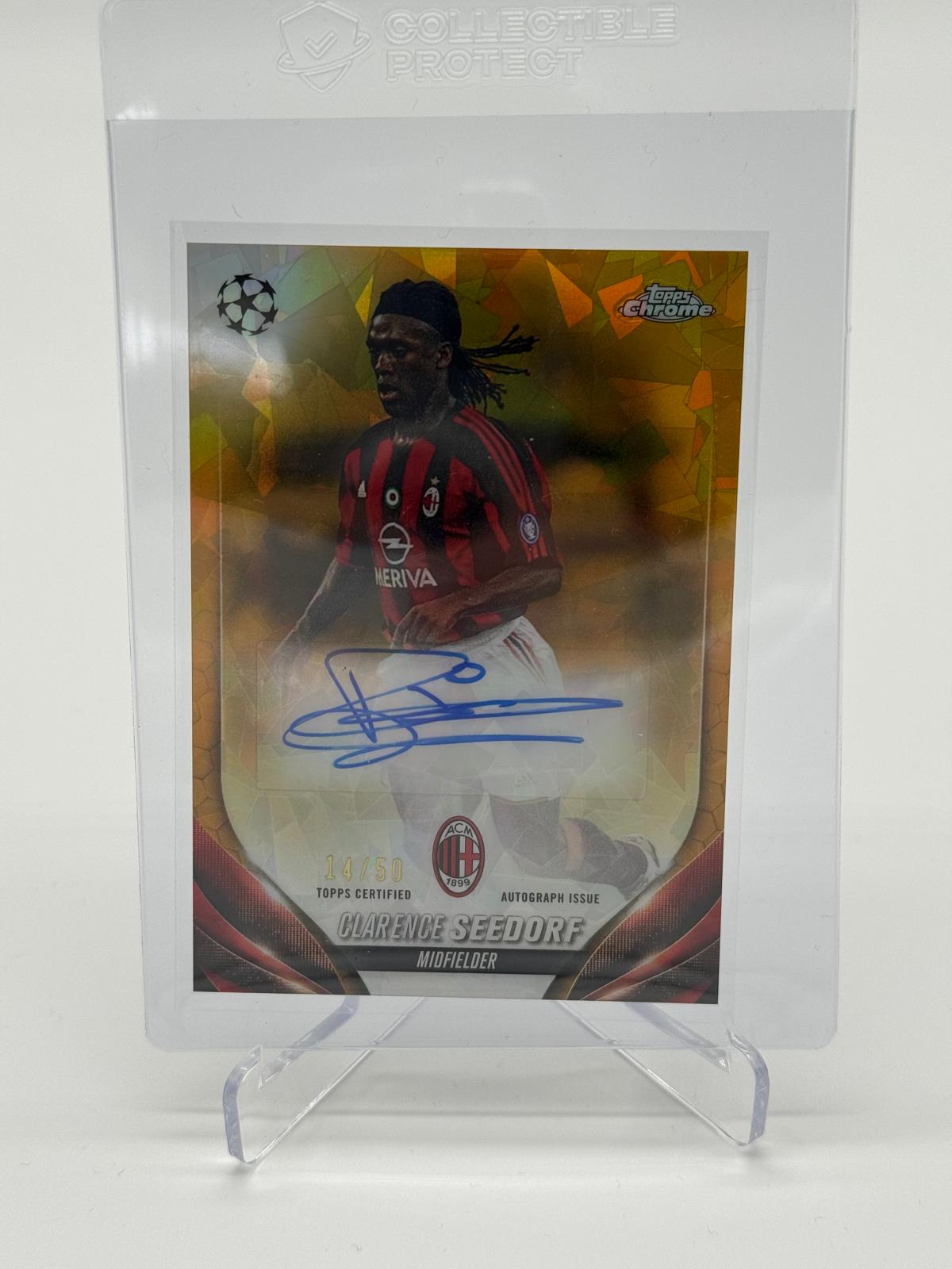 2023-24 Topps UCC Chrome Clarence Seedorf Gold Auto Cracked Ice 14/50