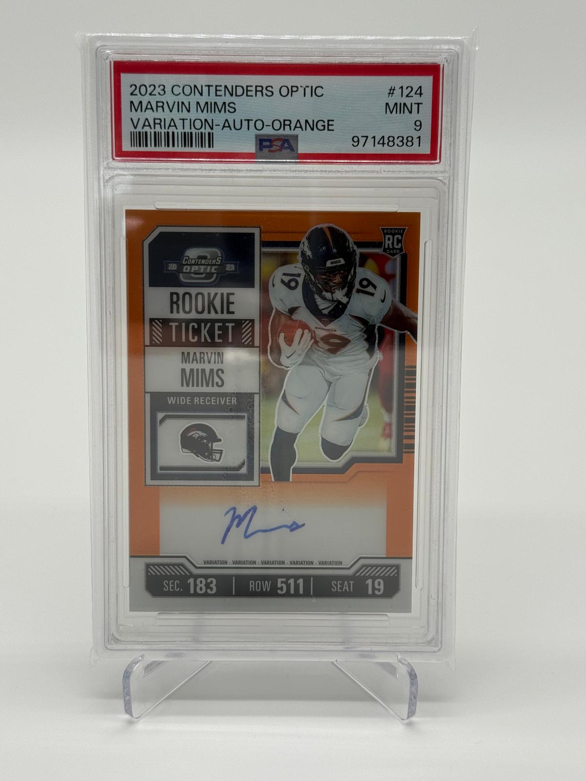 2023 Contenders Optic Marvin Mims Auto /35 PSA 9