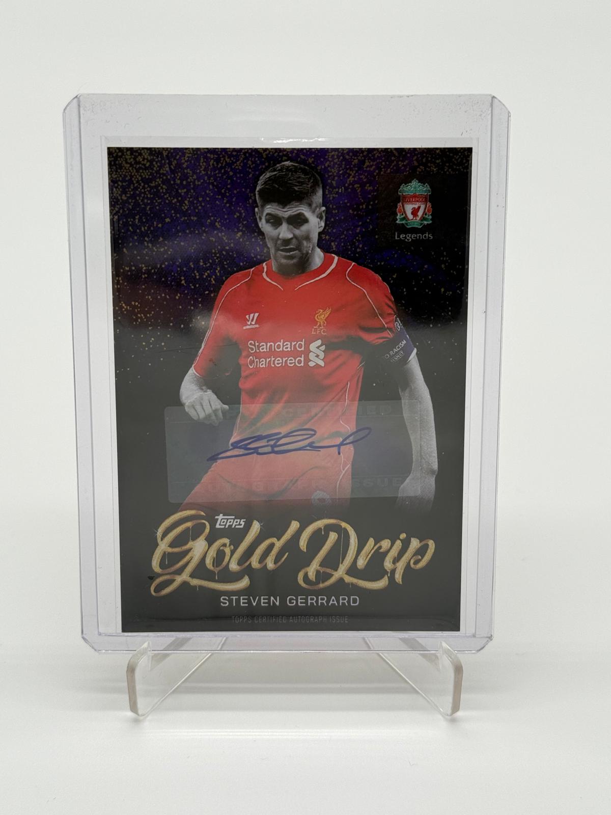 2022 Topps Liverpool Team Set Steven Gerrard Gold Drip Auto 04/15