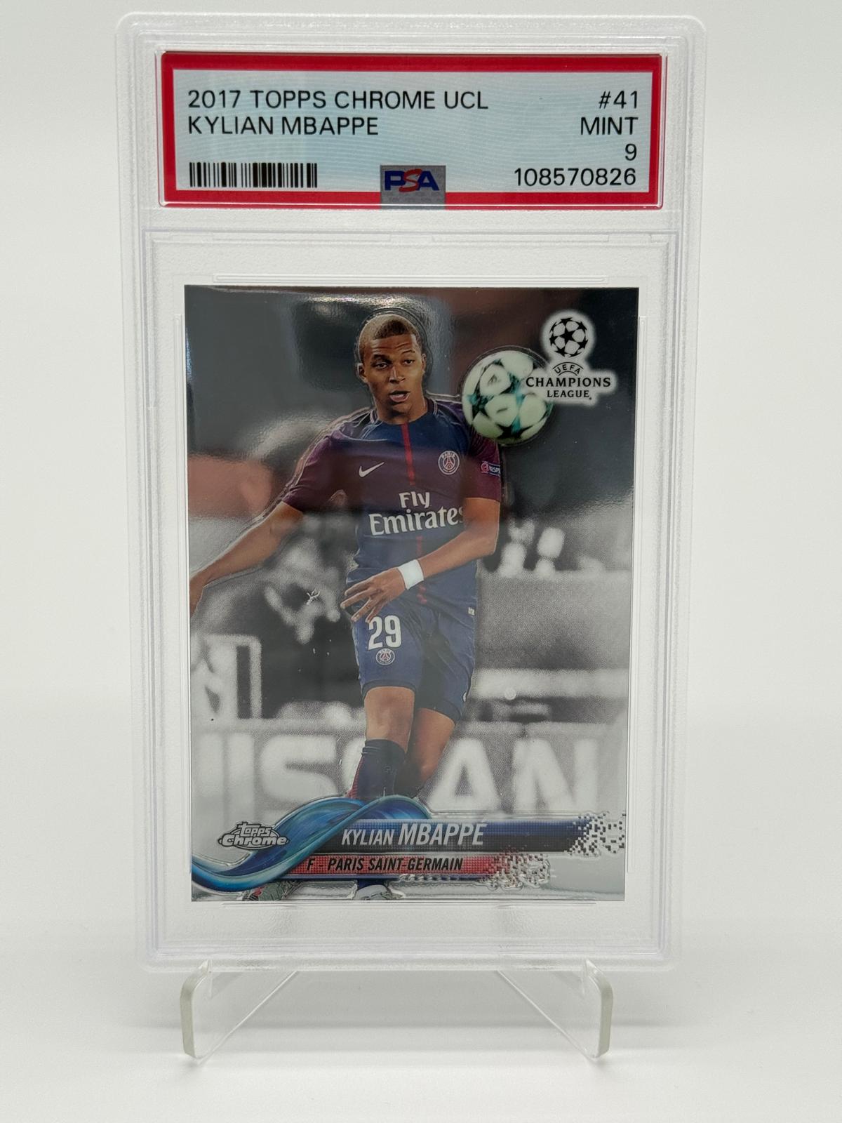 2017 Topps Chrome UCL Kylian Mbappe RC PSA 9