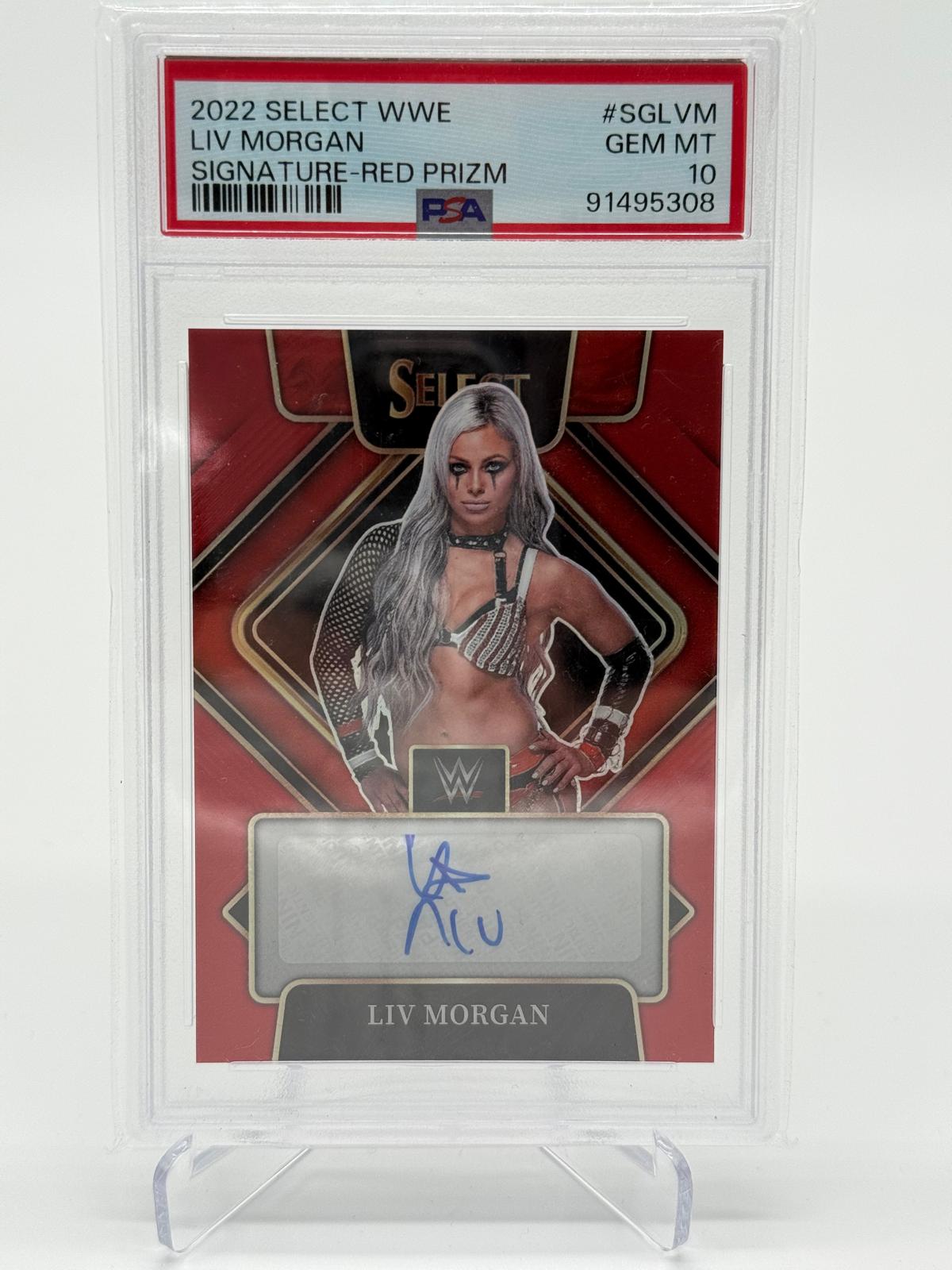 2022 Panini Select WWE Liv Morgan Signature Red Prizm 16/99 PSA 10