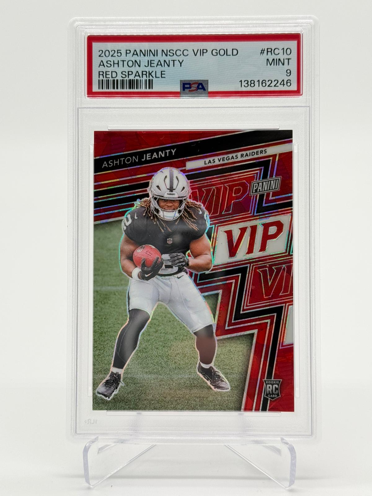 2025 Panini NSCC VIP Gold Ashton Jeanty Red Sparkle 47/99 PSA 9