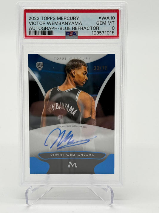 2023 Topps Mercury Victor Wembanyama Autograph Blue /75 PSA 10