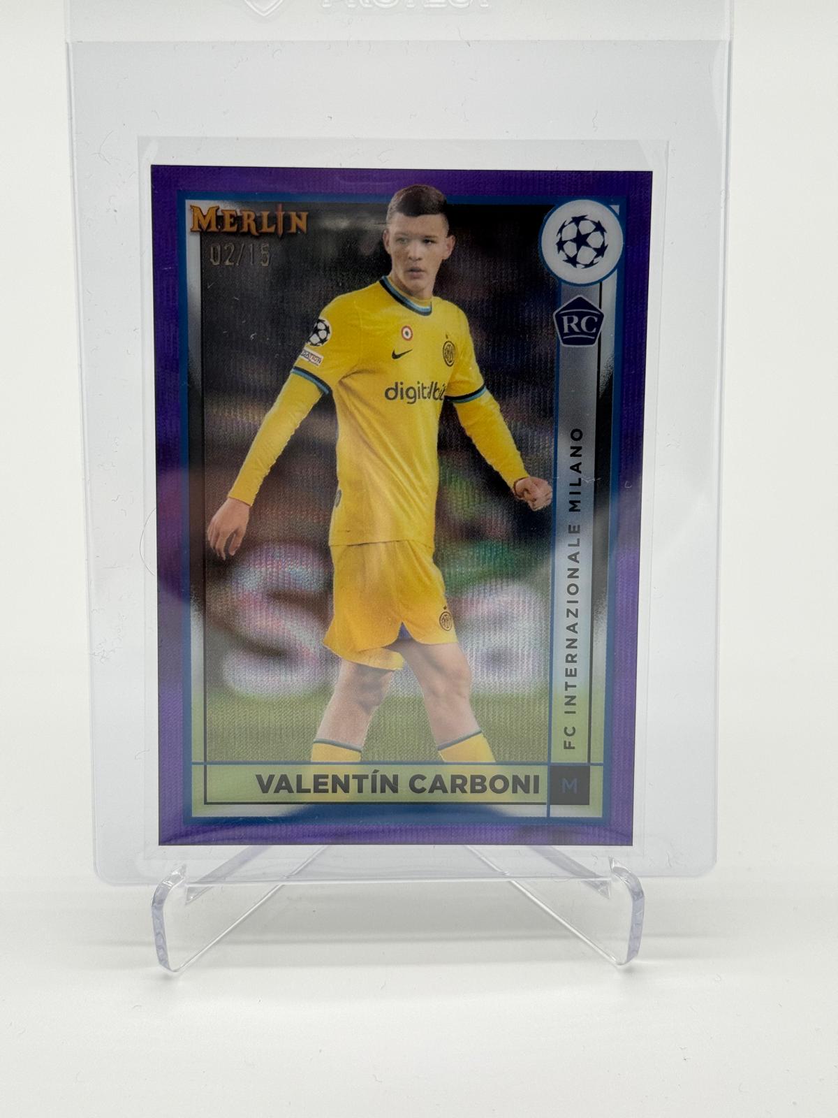 2022-23 Topps Merlin Chrome Valentin Carboni RC /15