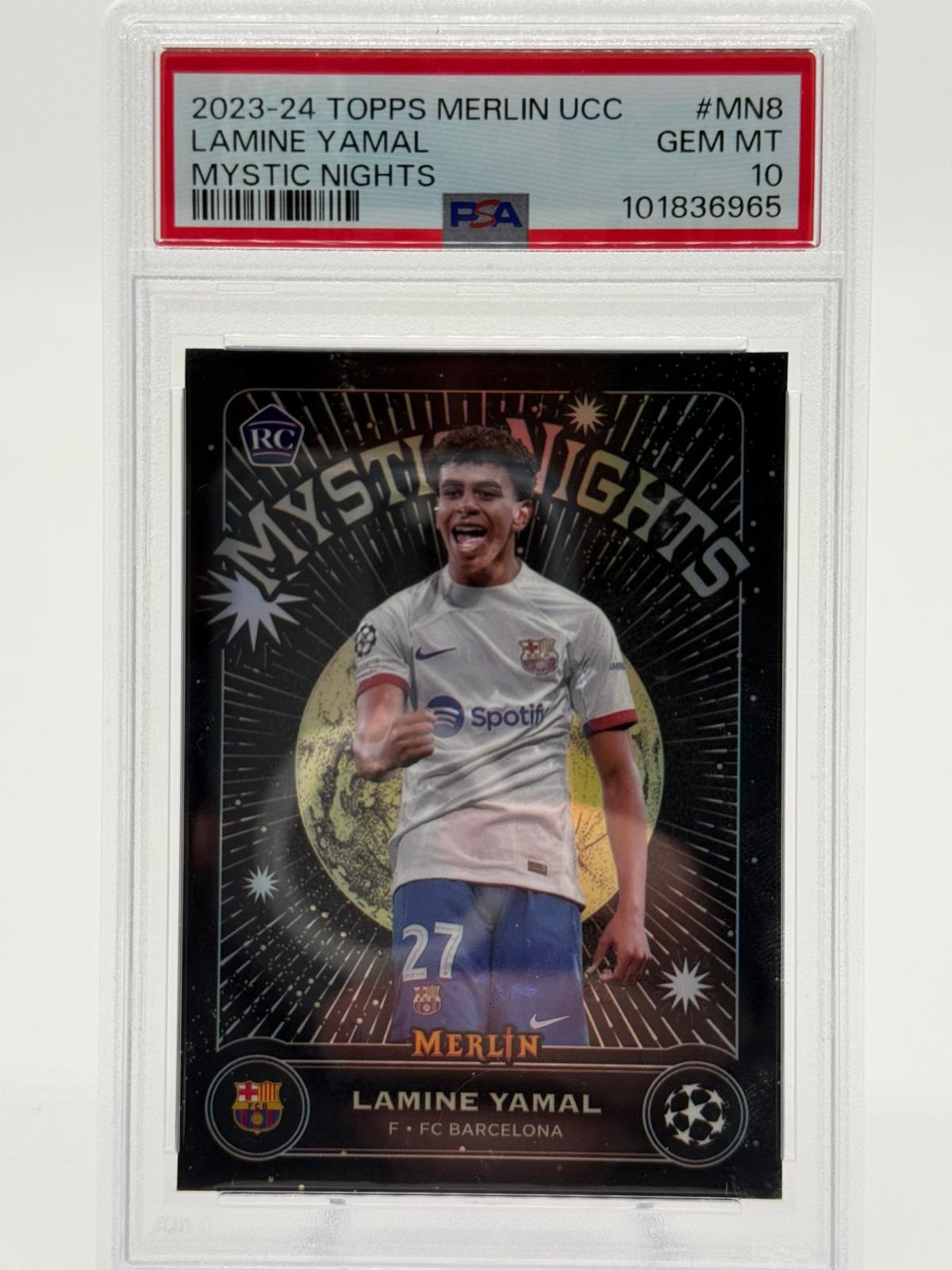 2023-24 Topps Merlin UCC Lamine Yamal Mystic Nights RC PSA 10