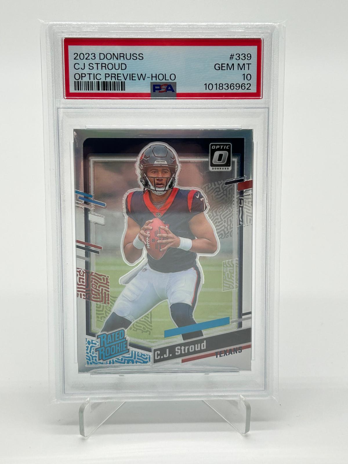 2023 Donruss CJ Stroud Rated Rookie Optic Preview Holo PSA 10