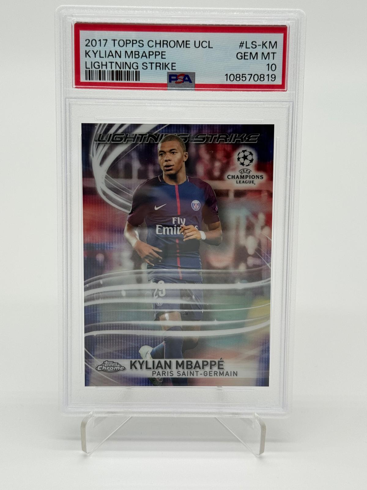 2017 Topps Chrome UCL Kylian Mbappe RC Lightning Strike PSA 10