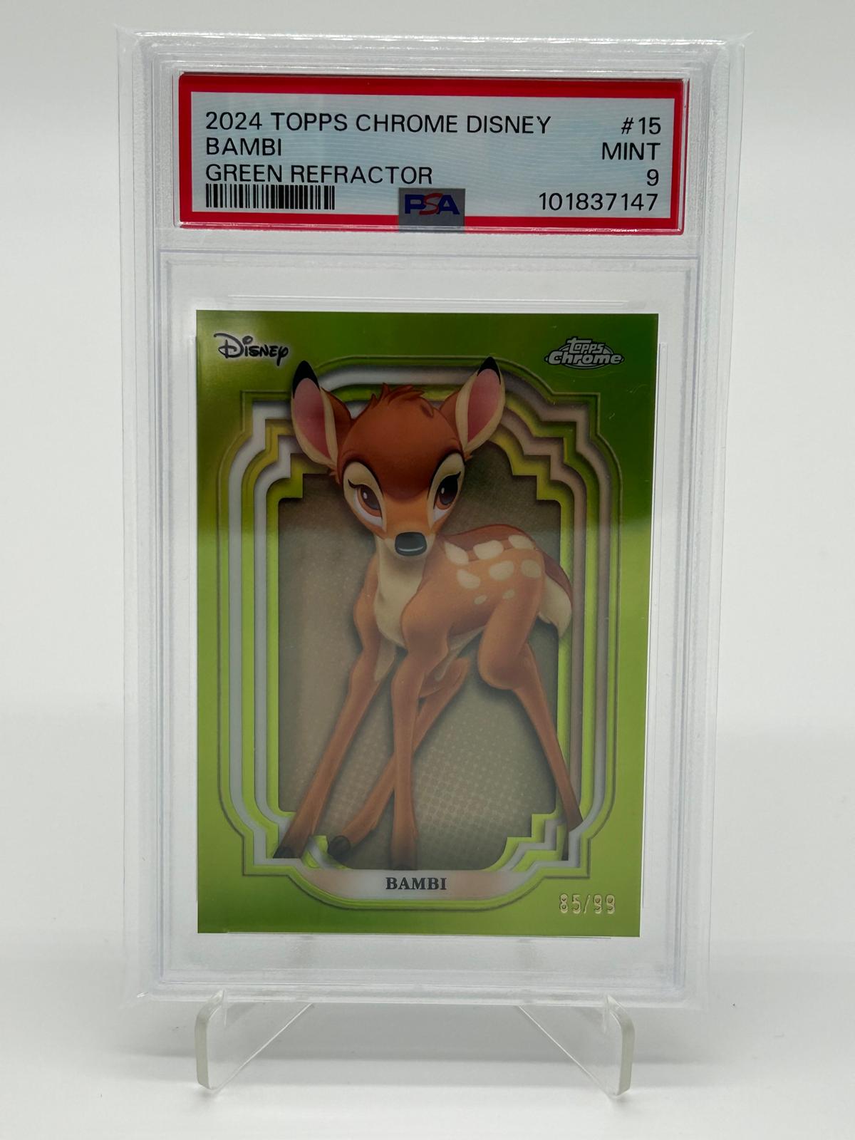 2024 Topps Chrome Disney Bambi Green Refractor /99 PSA 9