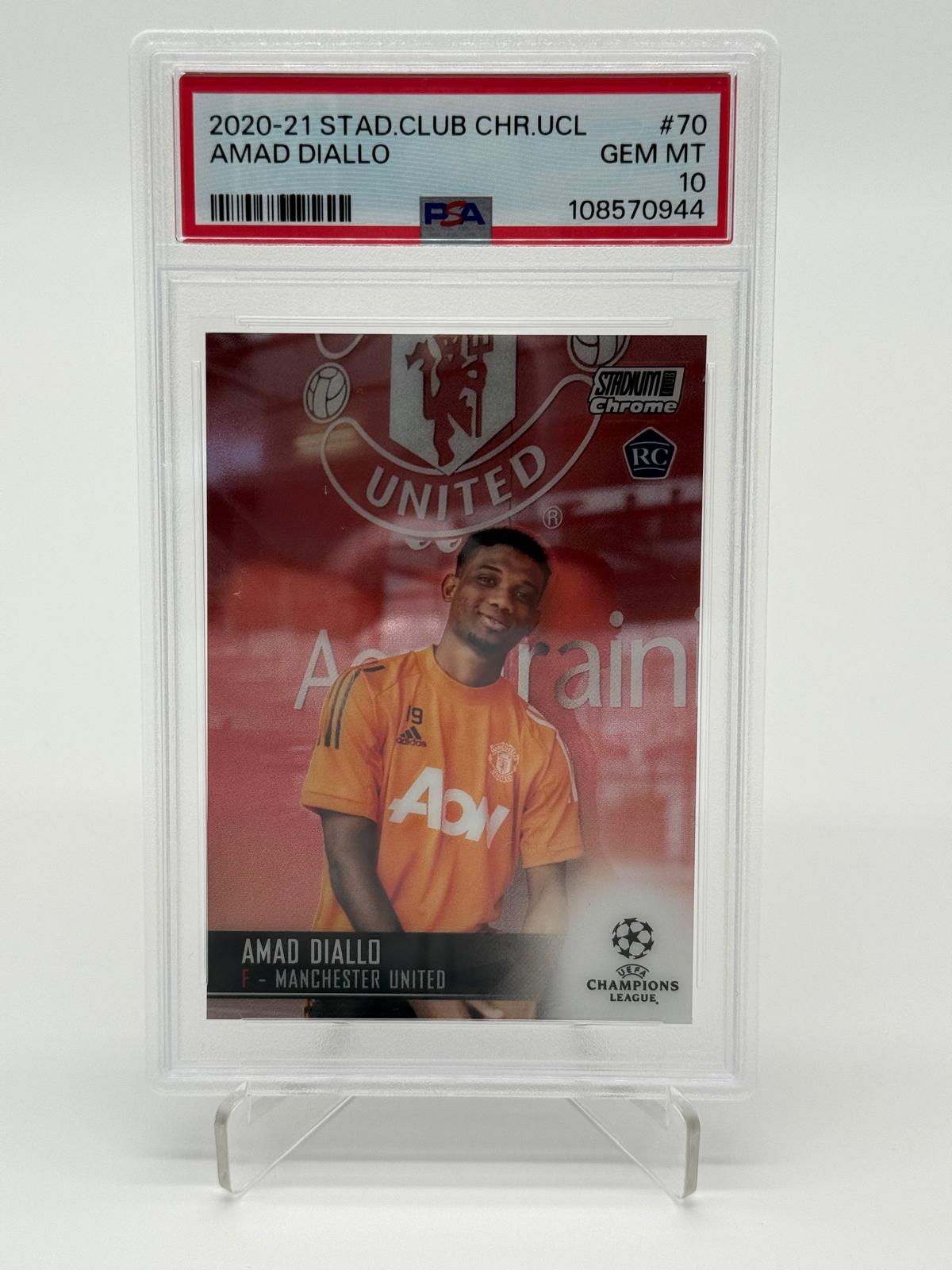 2020-21 Topps Stadium Club Chrome Amad Diallo RC PSA 10