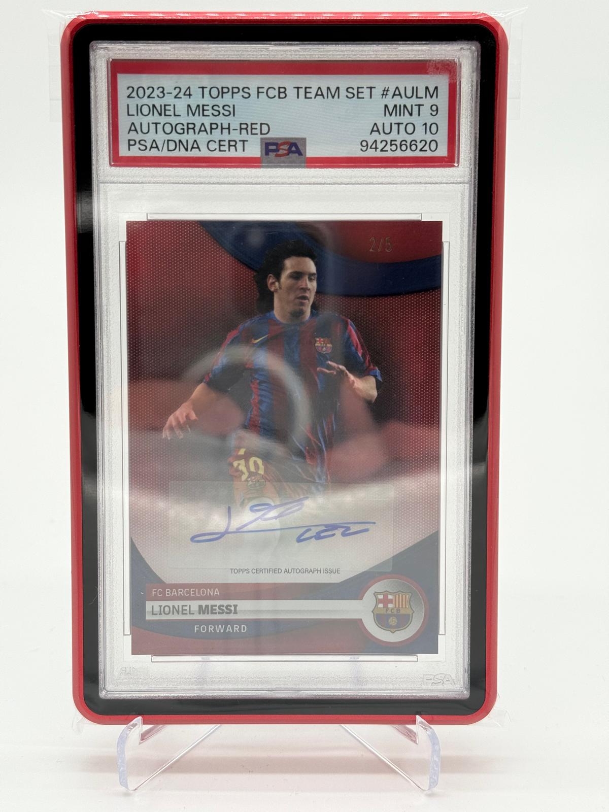2023-24 Topps FCB Team Set Lionel Messi Auto /5 PSA 9 AUTO 10
