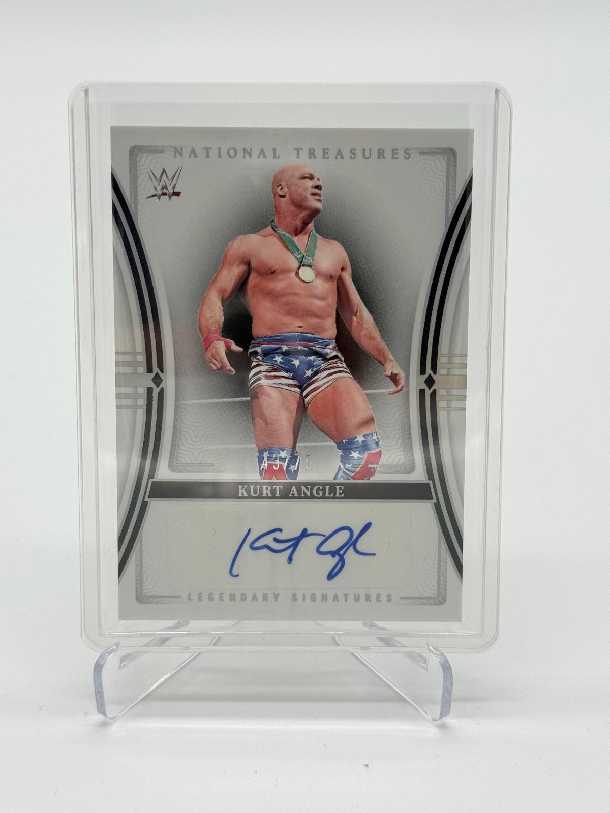 2024 Panini National Treasures WWE Kurt Angle Legendary Signatures Silver Auto SSP 43/75