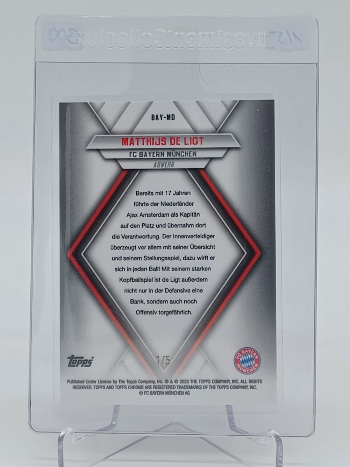 2023 FC Bayern Chrome Team Set Matthijs De Ligt /5