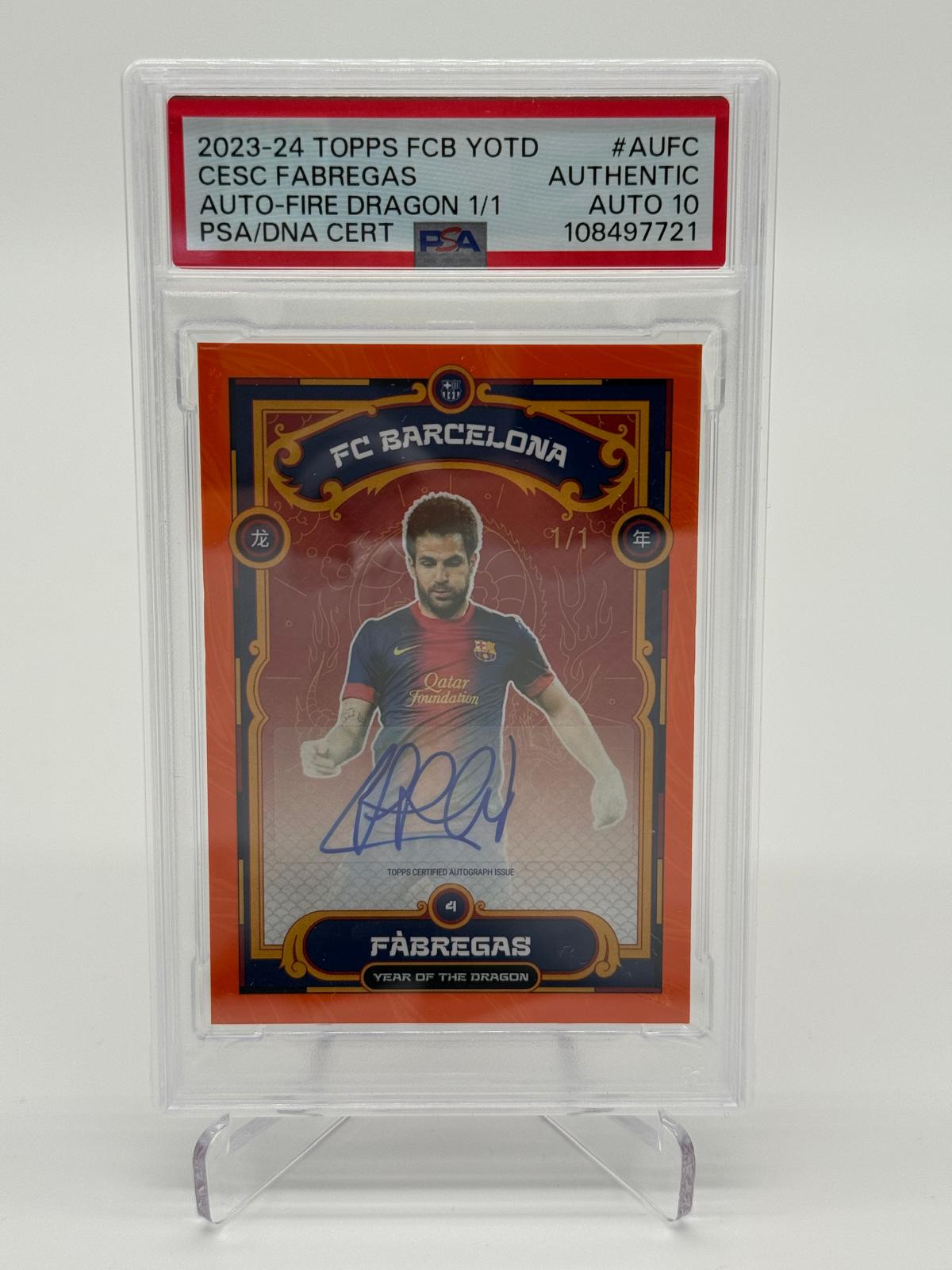 2023-24 Topps Year of the Dragon Cesc Fabregas Auto 1/1 PSA AUT Auto 10
