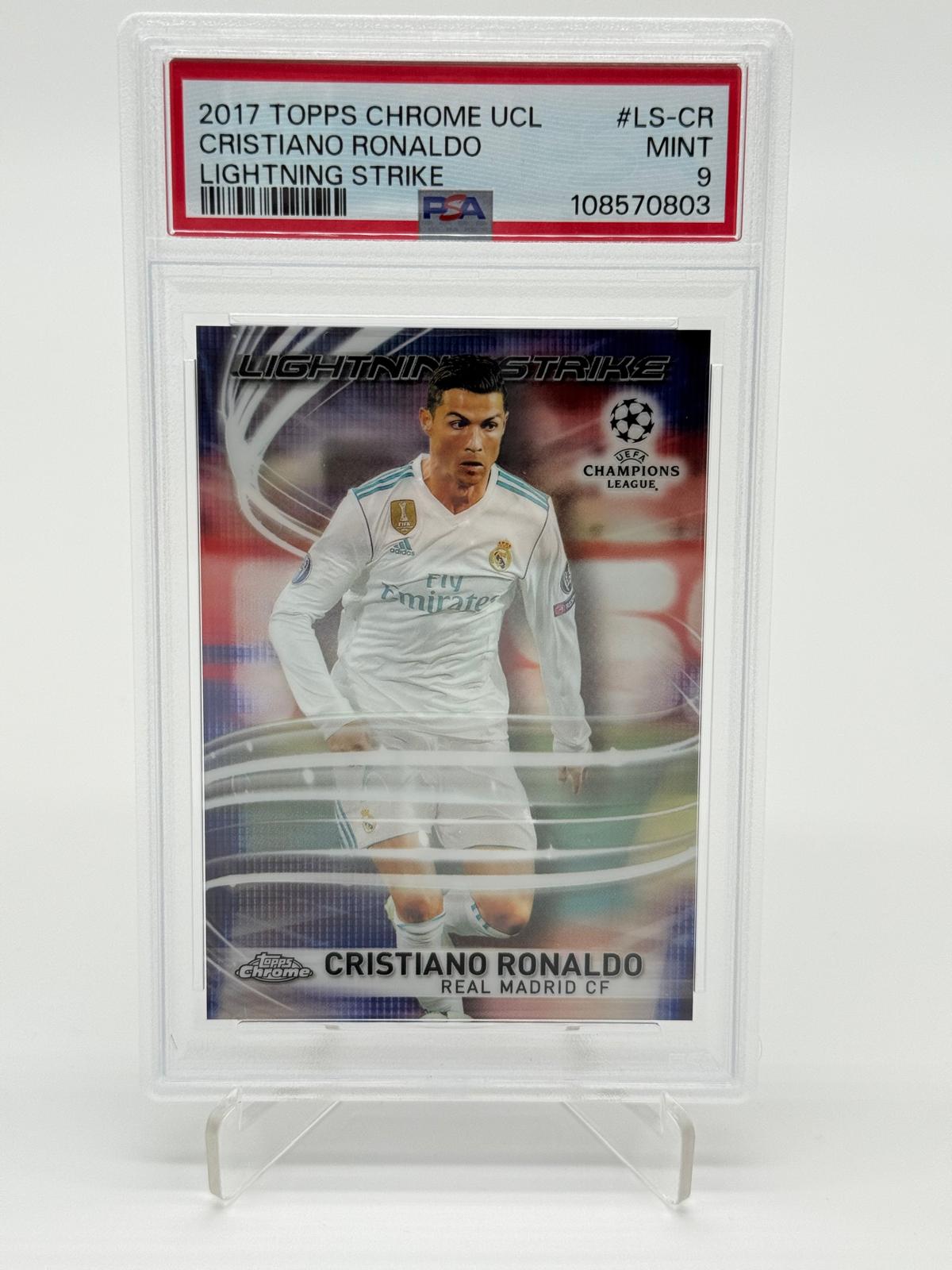 2017 Topps Chrome UCL Cristiano Ronaldo Lightning Strike PSA 9