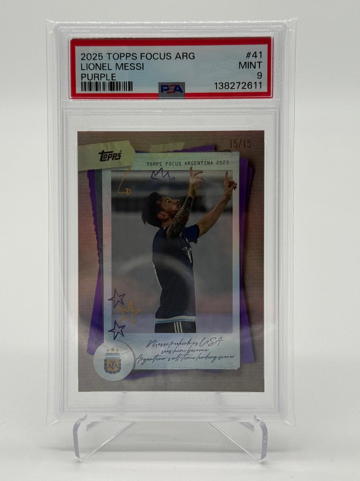 2025 Topps Argentina Focus Lionel Messi /15 PSA 9 POP 1
