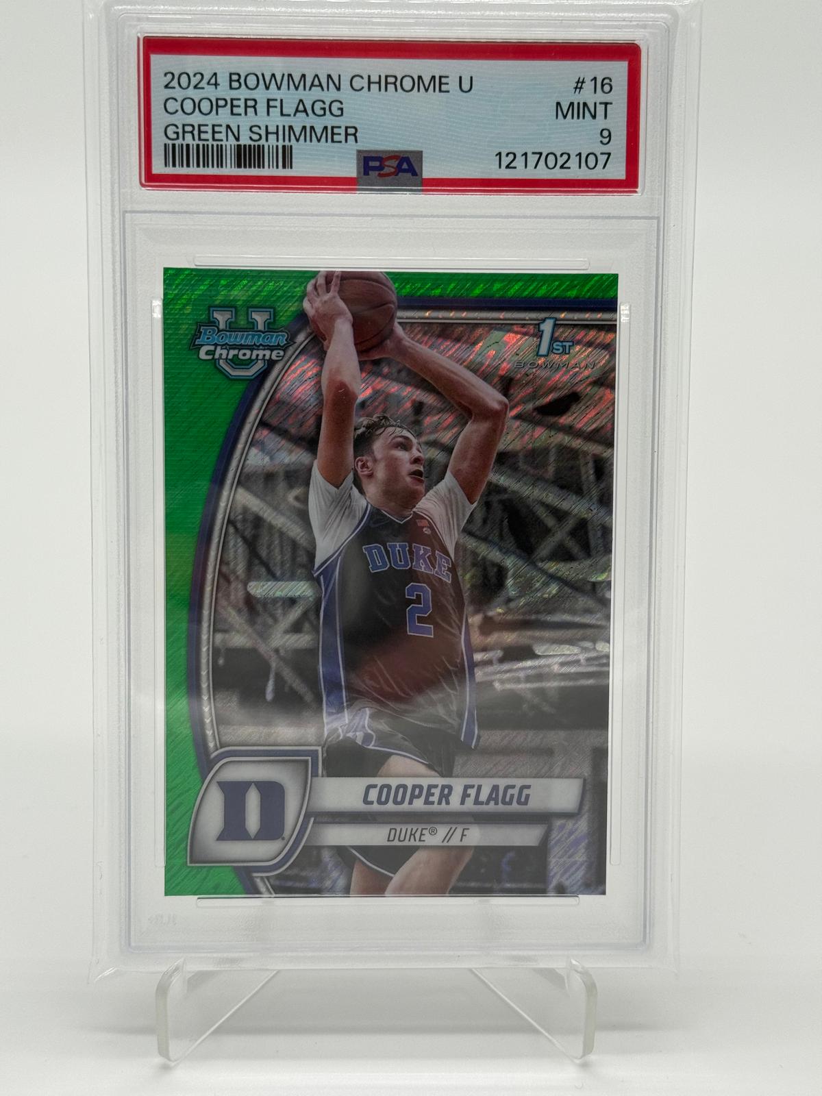 2024 Topps Bowman Chrome Cooper Flagg RC Green Shimmer PSA 9