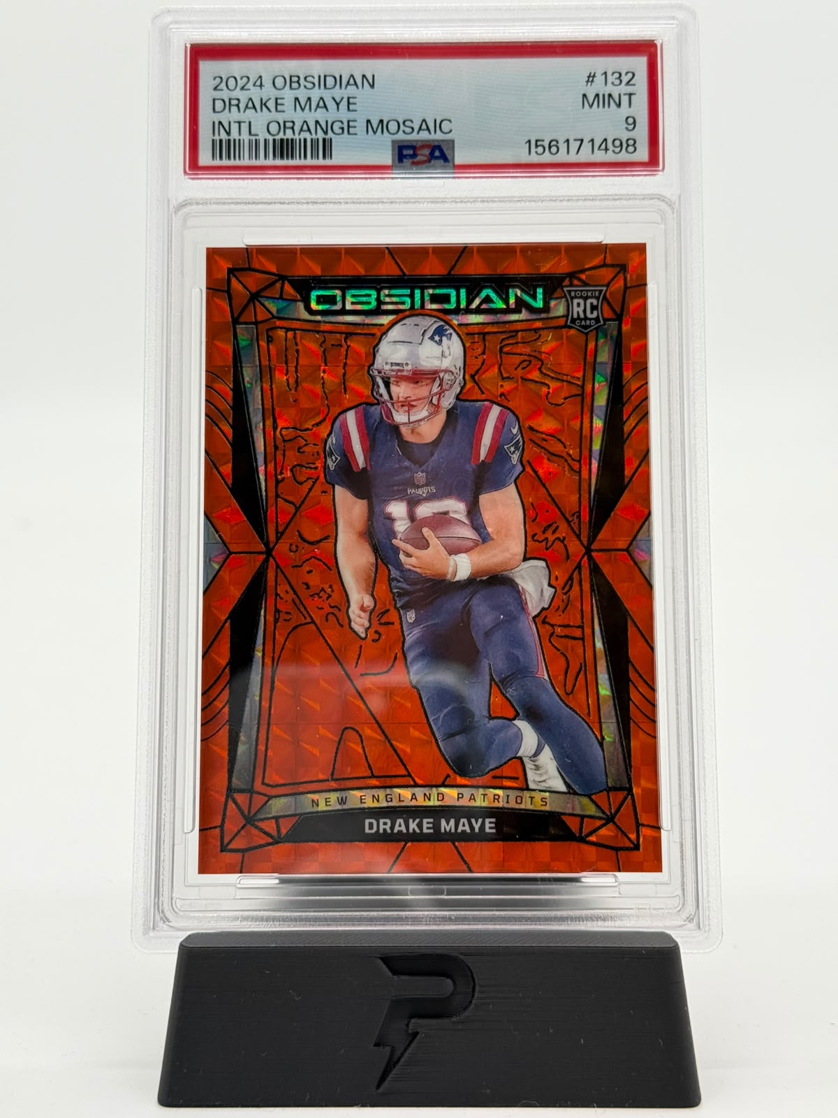 2024 Panini Obsidian Drake Maye Orange Mosaic /25 RC PSA 9