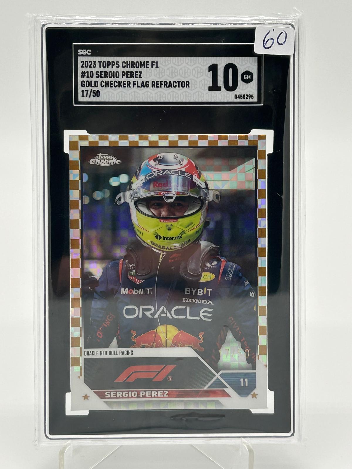 2023 Topps Chrome F1 - Sergio Perez Gold Checker Flag /50 SGC 10