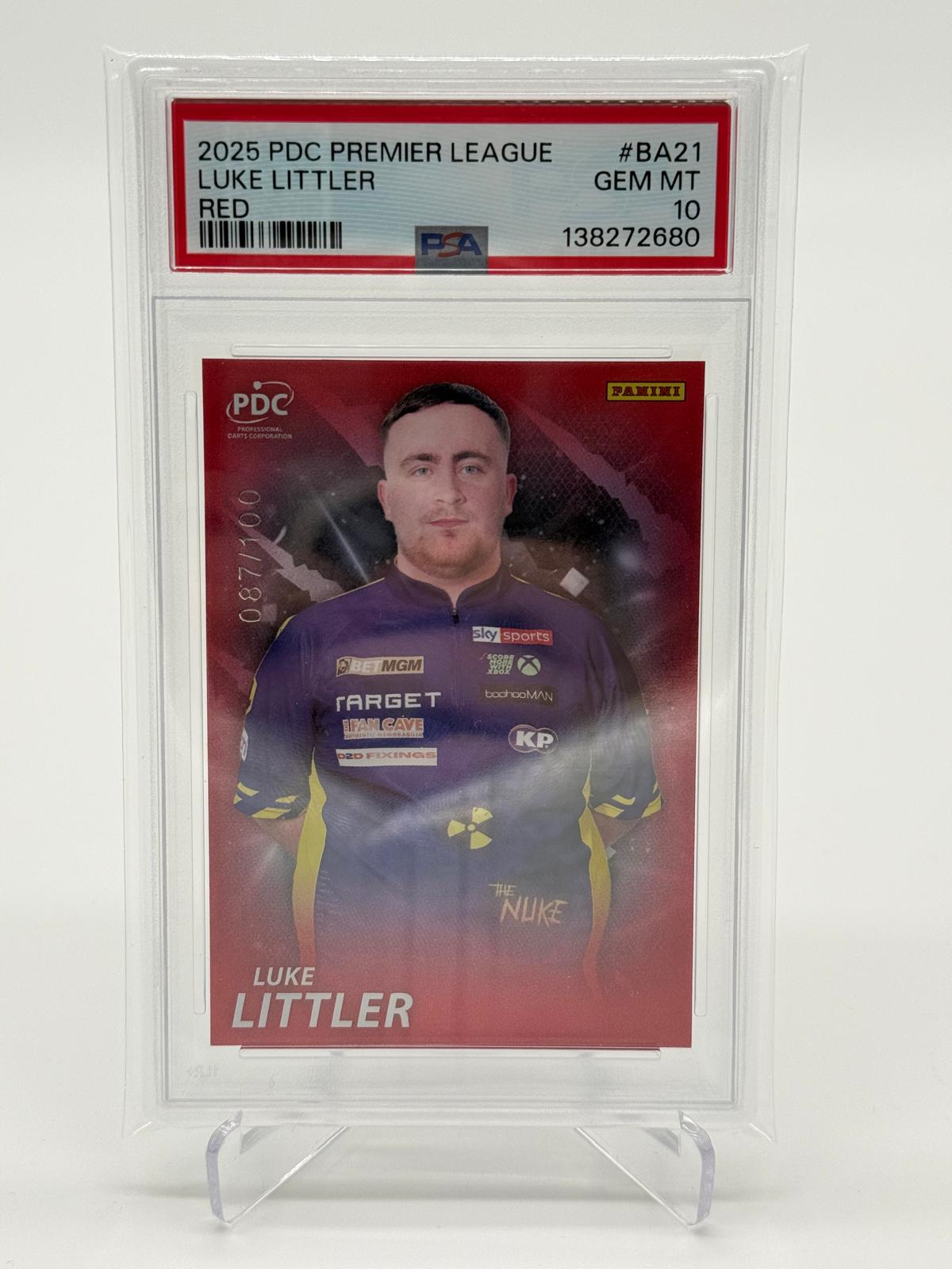 2025 Panini PDC PL Luke Littler /100 PSA 10 POP 1