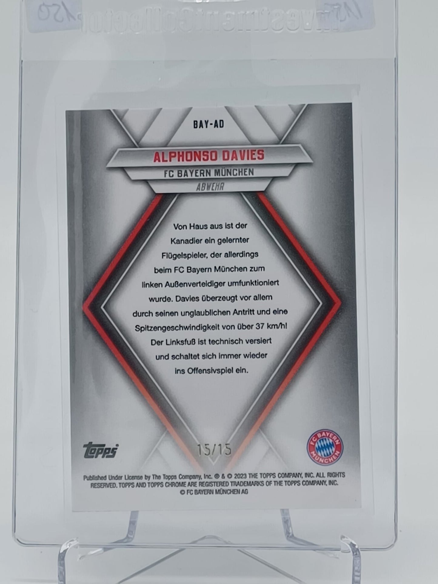 2023 Topps Chrome FC Bayern München Alphonso Davies 15/15