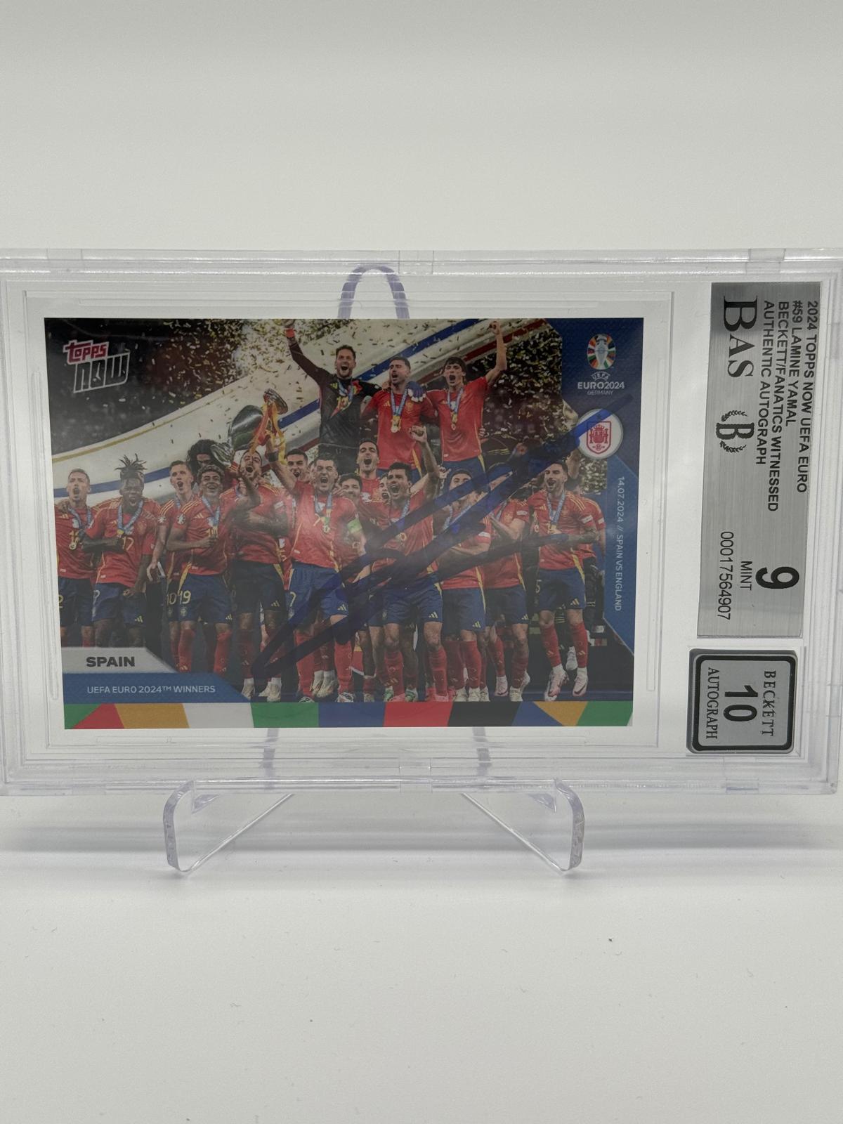 2024 Topps Now UEFA Euro Lamine Yamal On Card Auto BGS 9 Auto 10