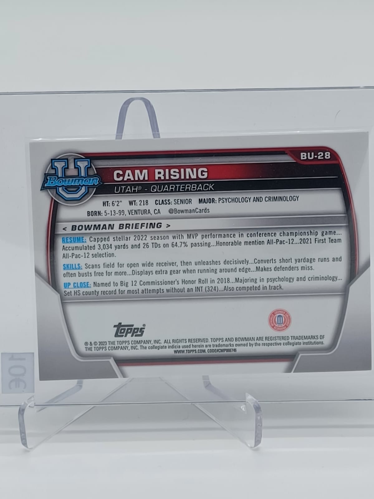 Topps Chrome Bowman University National Cam Rising /50