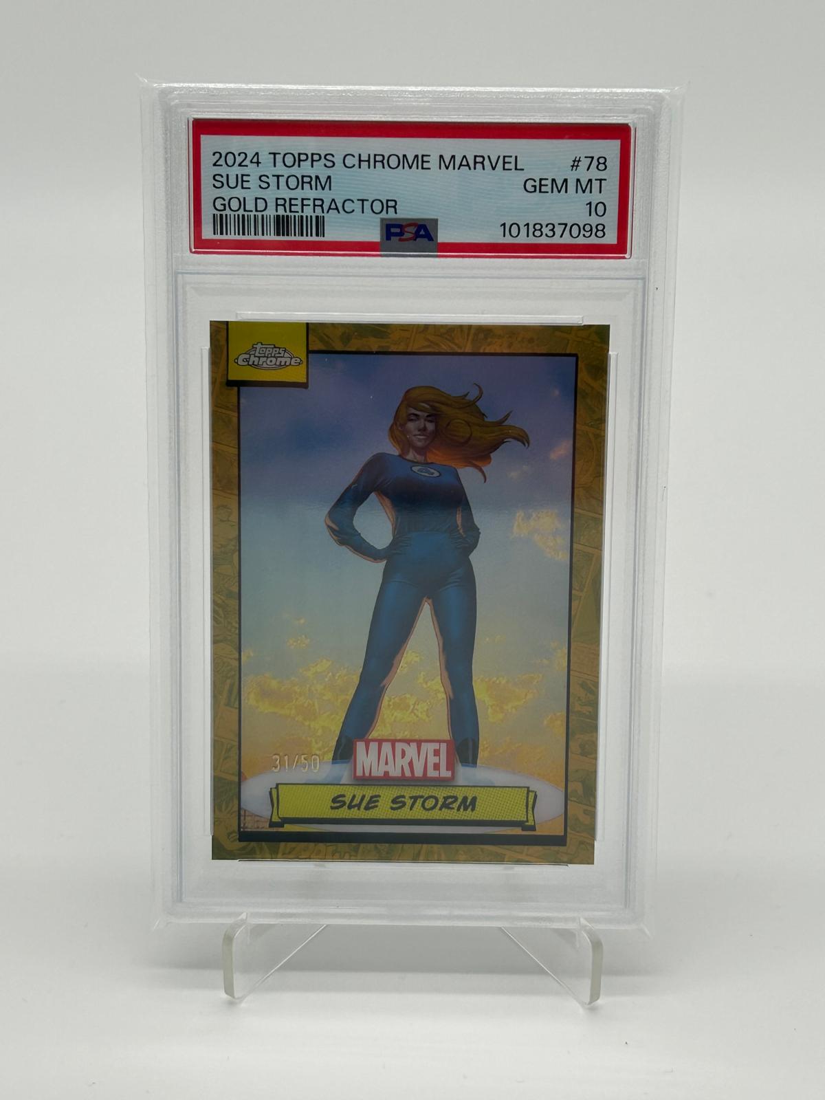 2024 Topps Chrome Marvel Sue Storm Gold Refractor /50 PSA 10