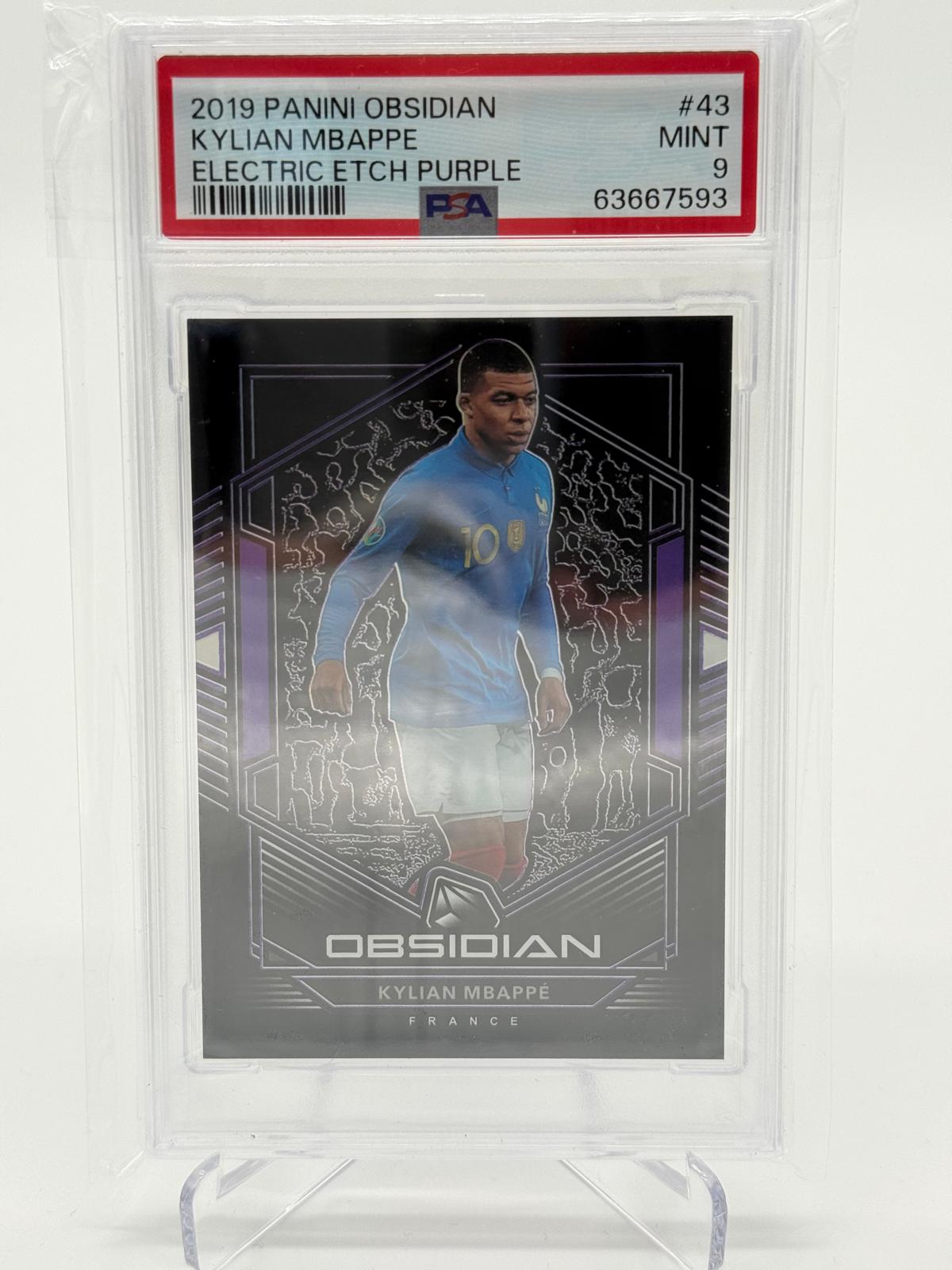 2019 Panini Obsidian Kylian Mbappe Electric Etch Purple 11/65 PSA 9