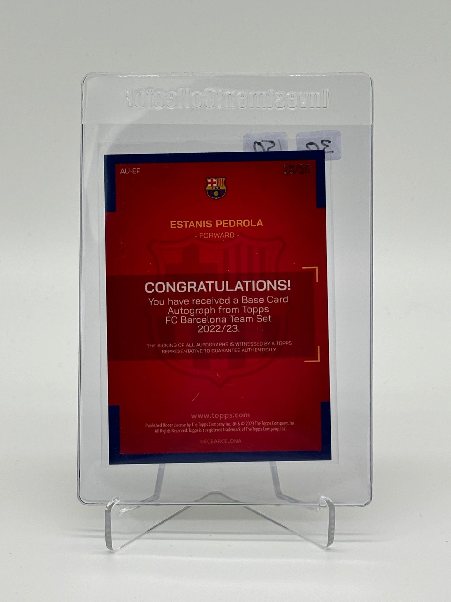 2022/23 Topps FC Barcelona Team Set - Estanis Pedrola RC Auto /50