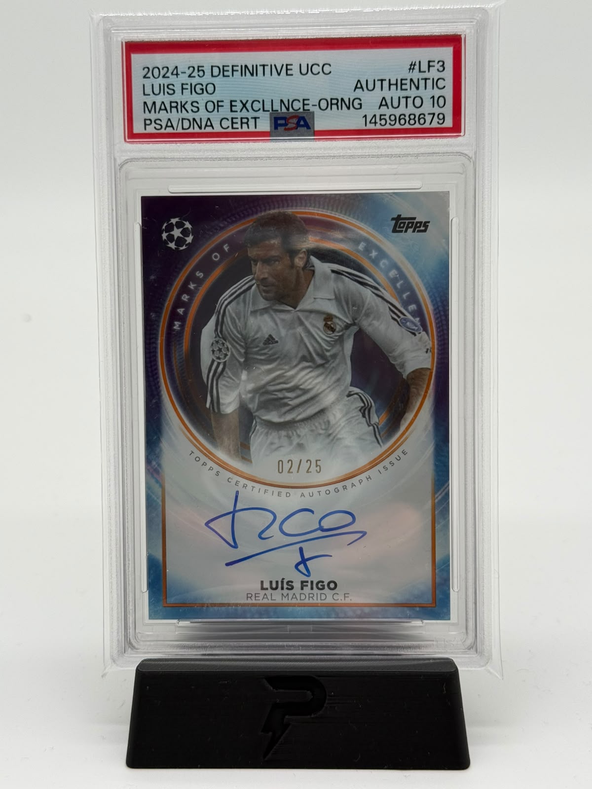 2024-25 Topps Definitive UCC Luis Figo MOE Auto 02/25 PSA10