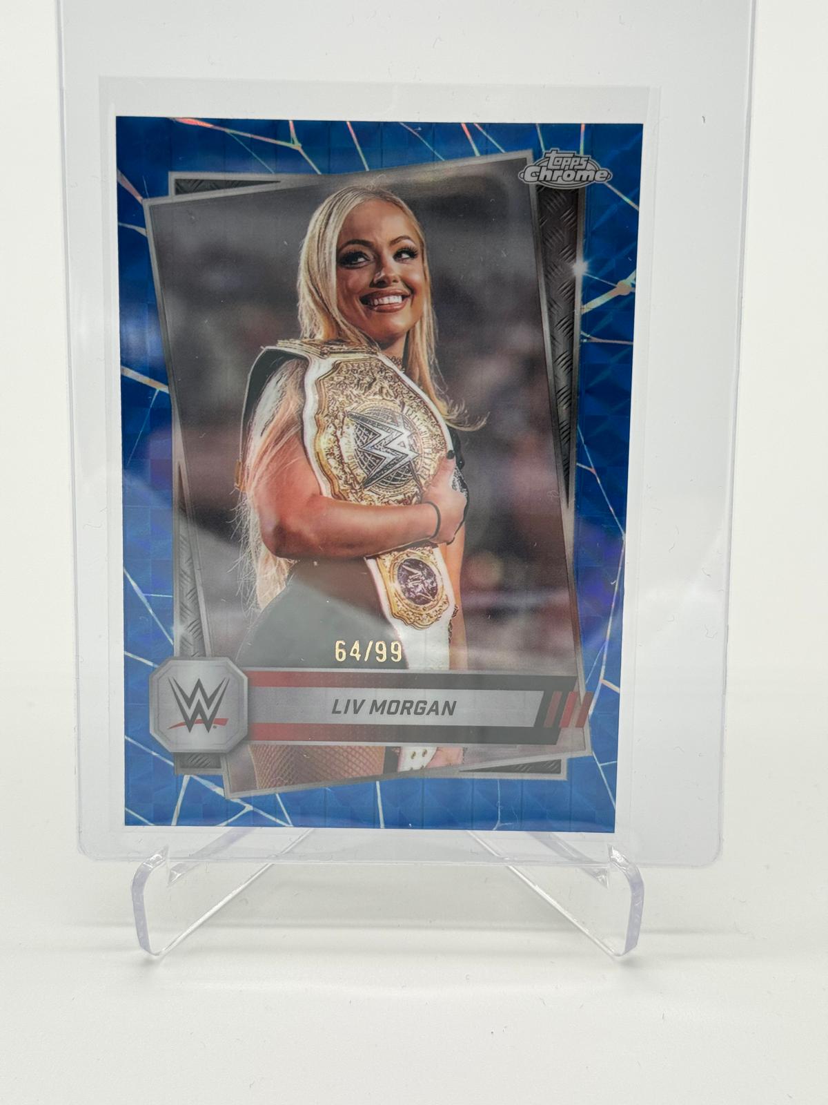 2025 Topps Chrome WWE Liv Morgan Blue Geometric /99