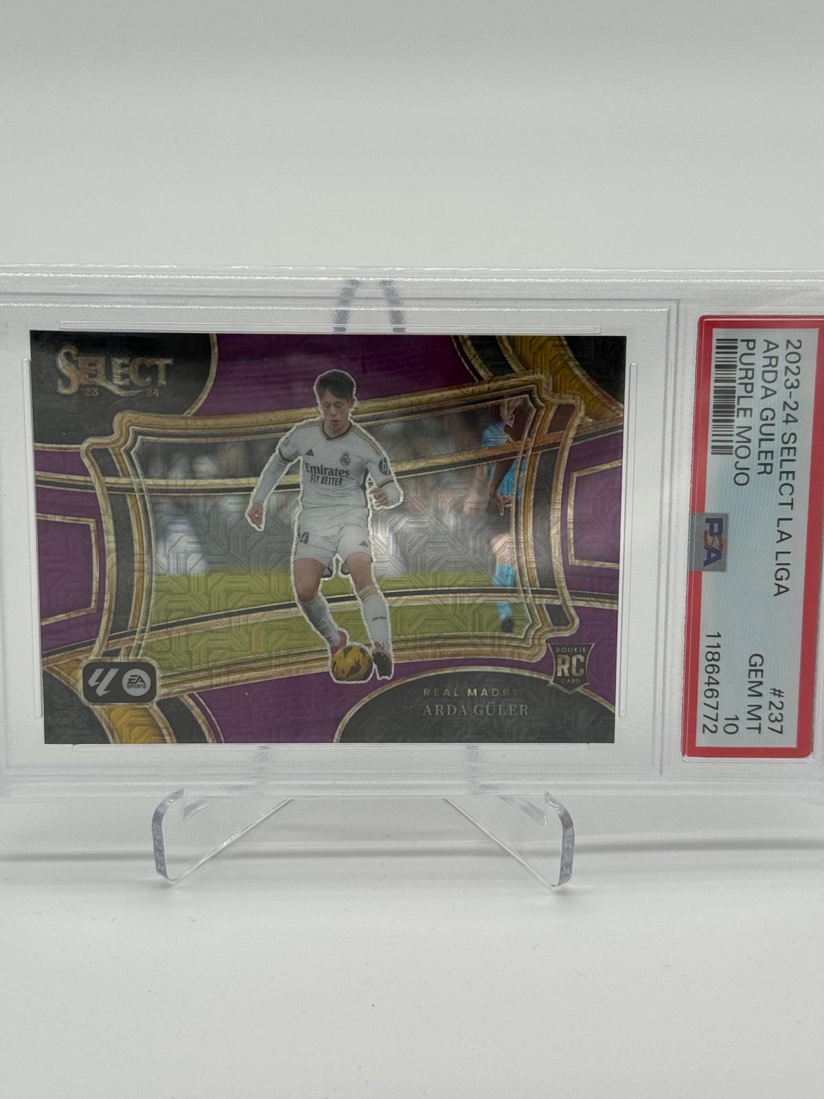 2023-24 Panini Select La Liga Arda Güler RC Purple Mojo PSA 10