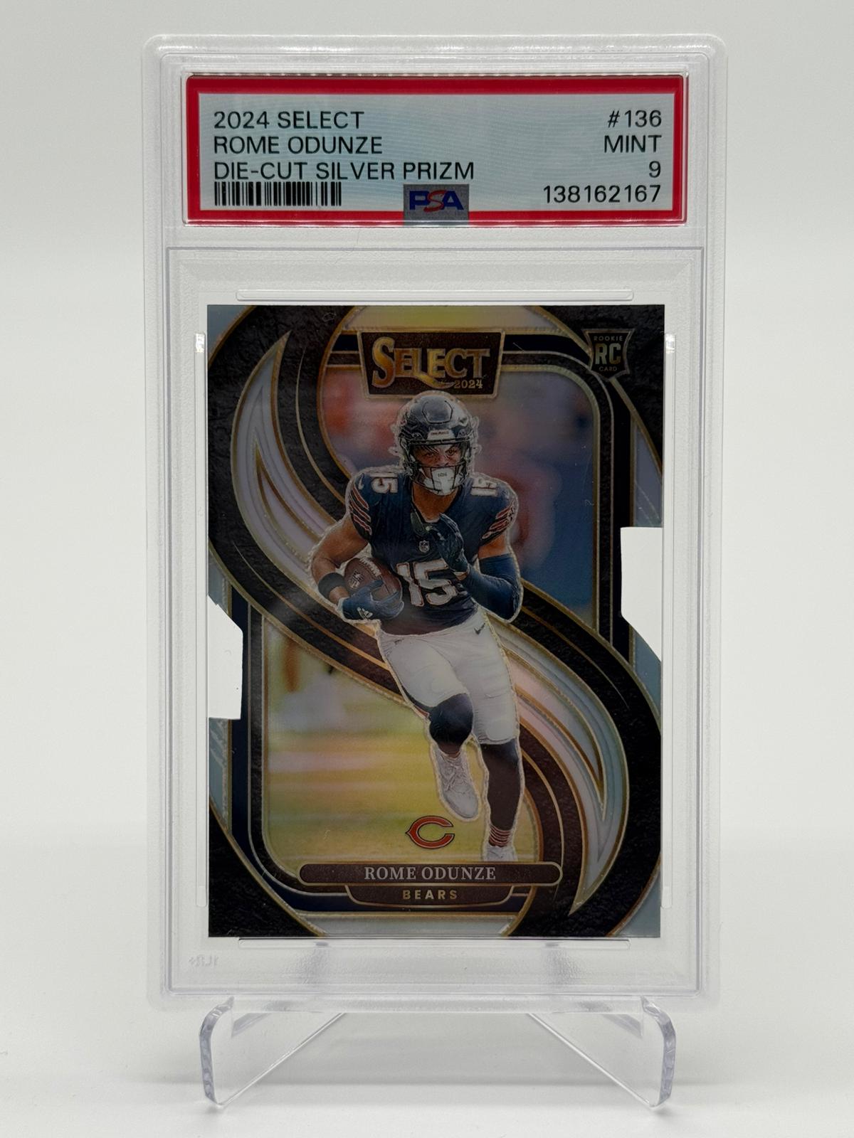 2024 Panini Select Football Rome Odunze Die-Cut Silver Prizm RC PSA 9 POP 1