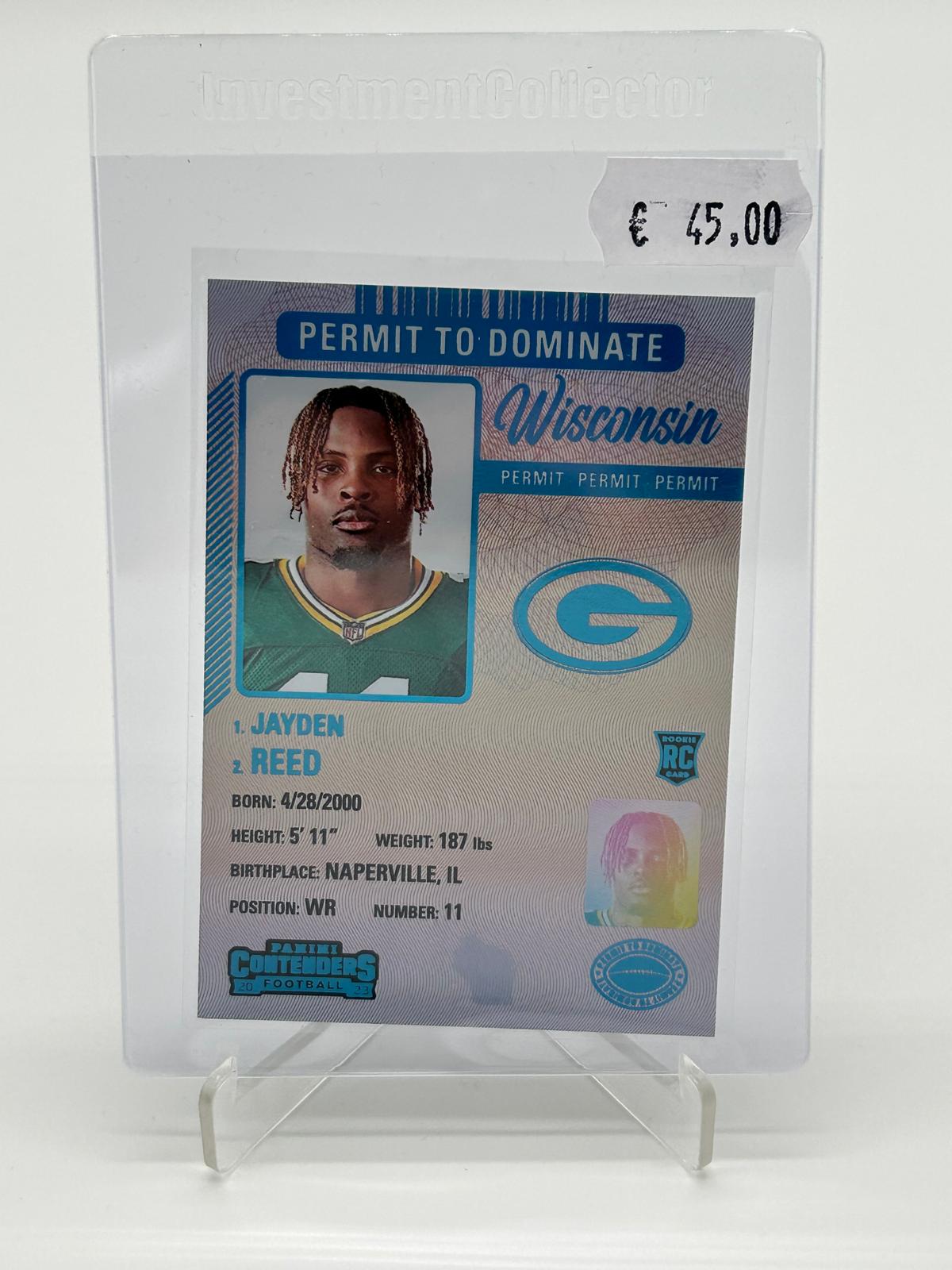 2023 Panini Contenders Football Jayden Reed RC Permit to Dominate SSP