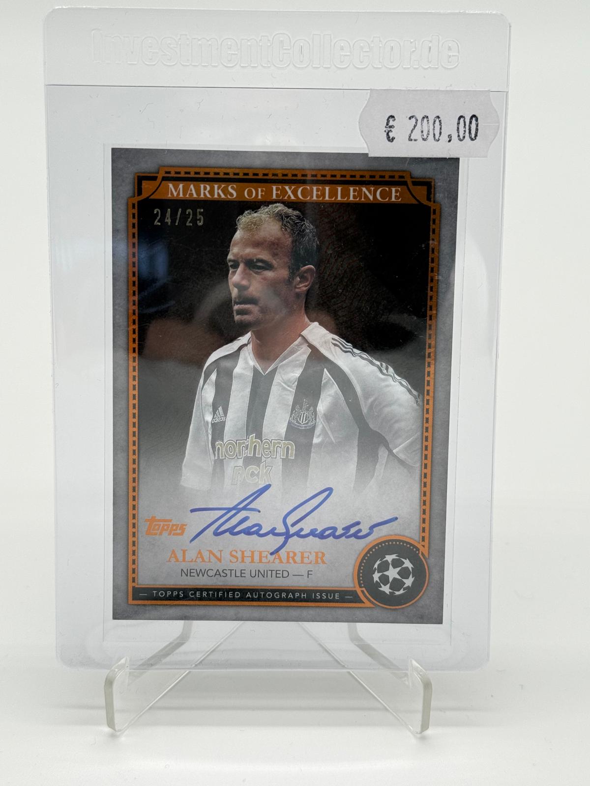 2024 Topps UCC Alan Shearer Auto /25 Marks of Excellence