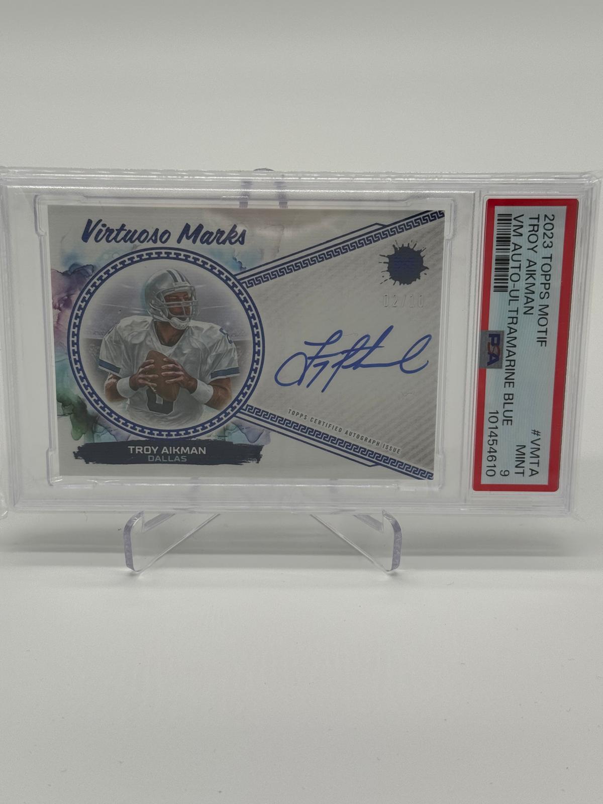 2023 Topps Motif Troy Aikman Auto /10 PSA 9