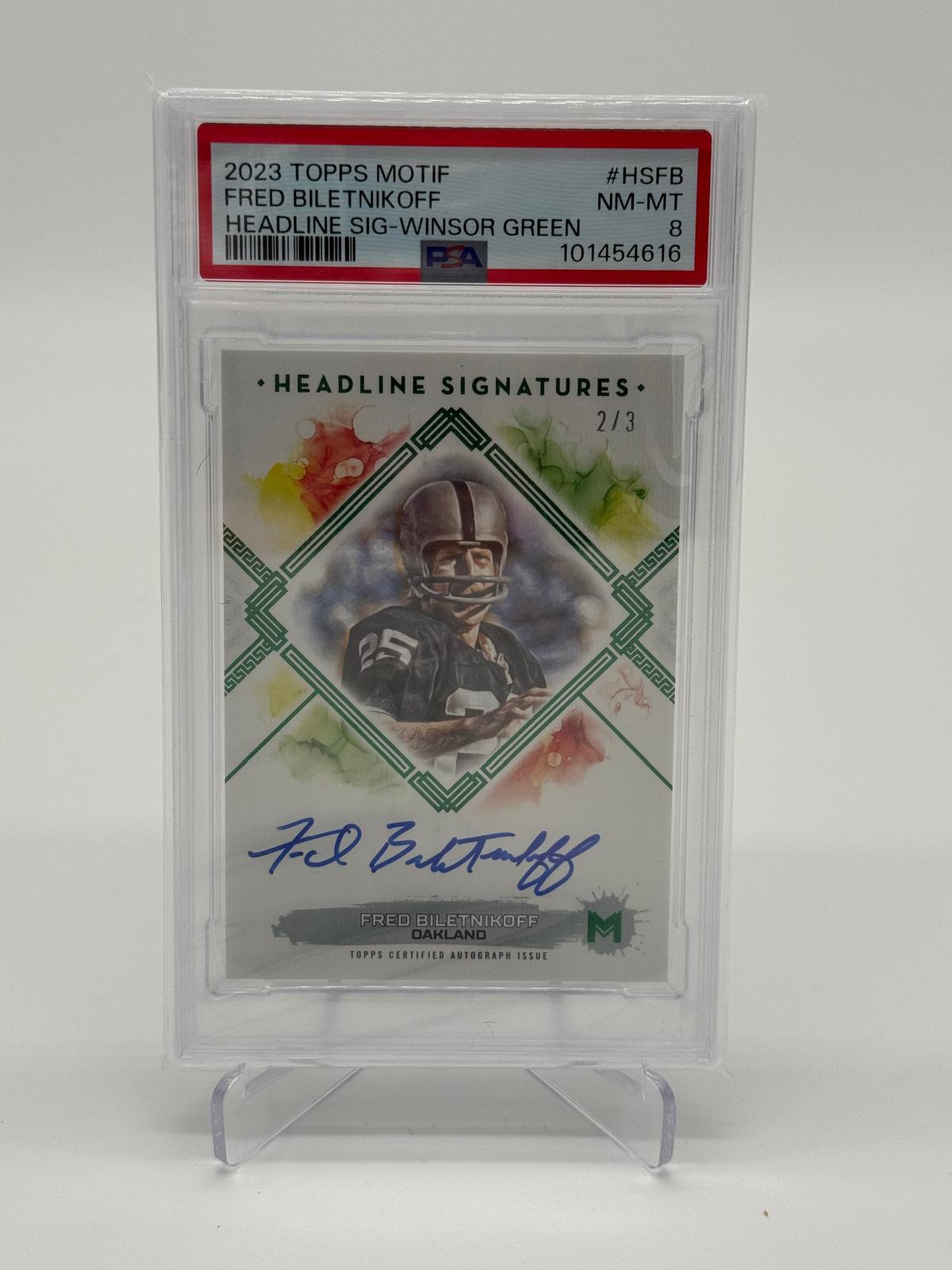 2023 Topps Motif Fred Biletnikoff Auto /3 PSA 8