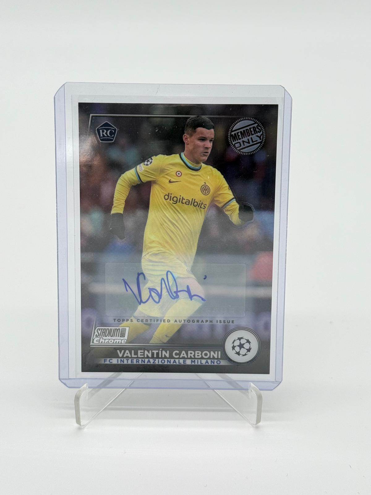 2023 Topps Stadium SCC Valentin Carboni RC Auto Members Only /100
