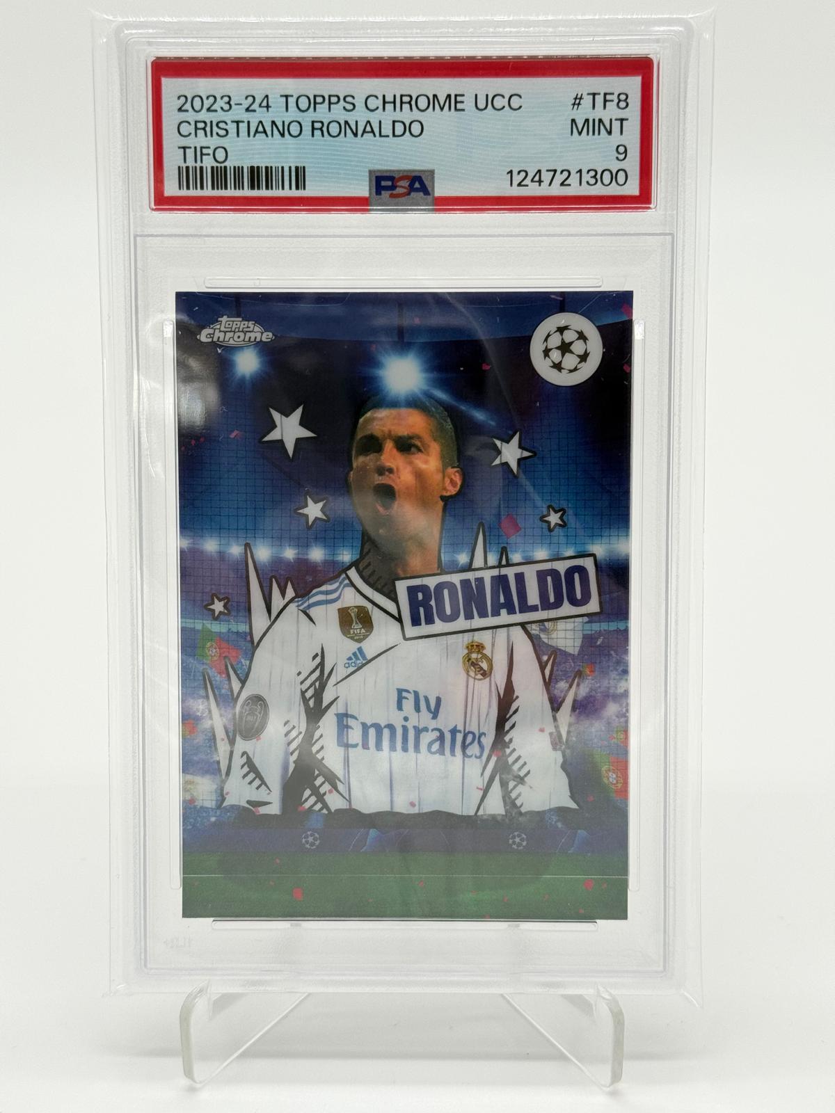 2023-24 Topps Chrome UCC Cristiano Ronaldo Tifo PSA 9