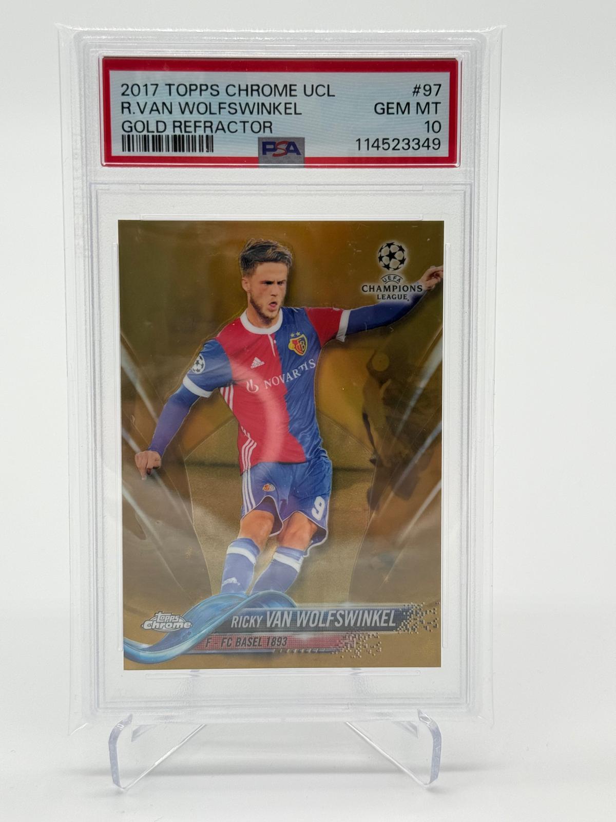 2017 Topps Chrome UCL Ricky Van Wolfswinkel /50 Gold Refractor PSA 10
