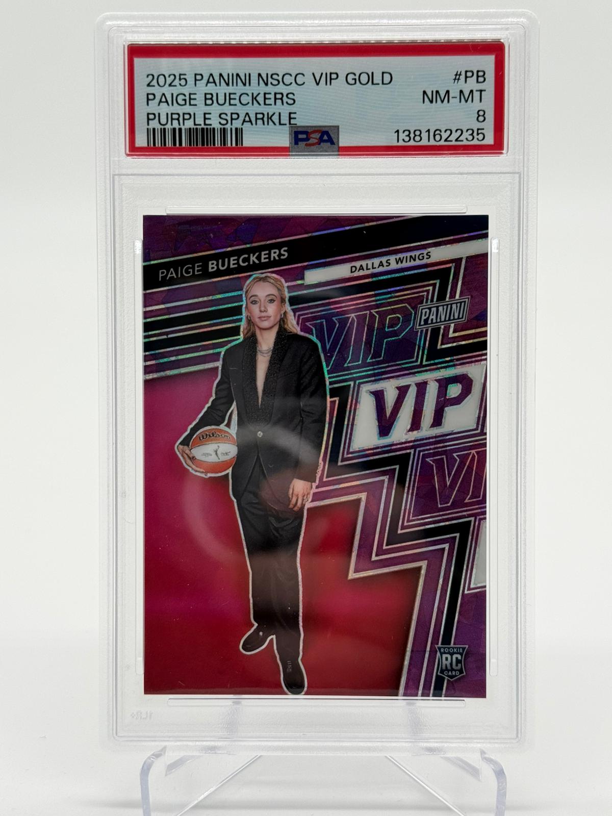 2025 Panini NSCC VIP Gold Paige Bueckers Purple Sparkle 01/50 PSA 8